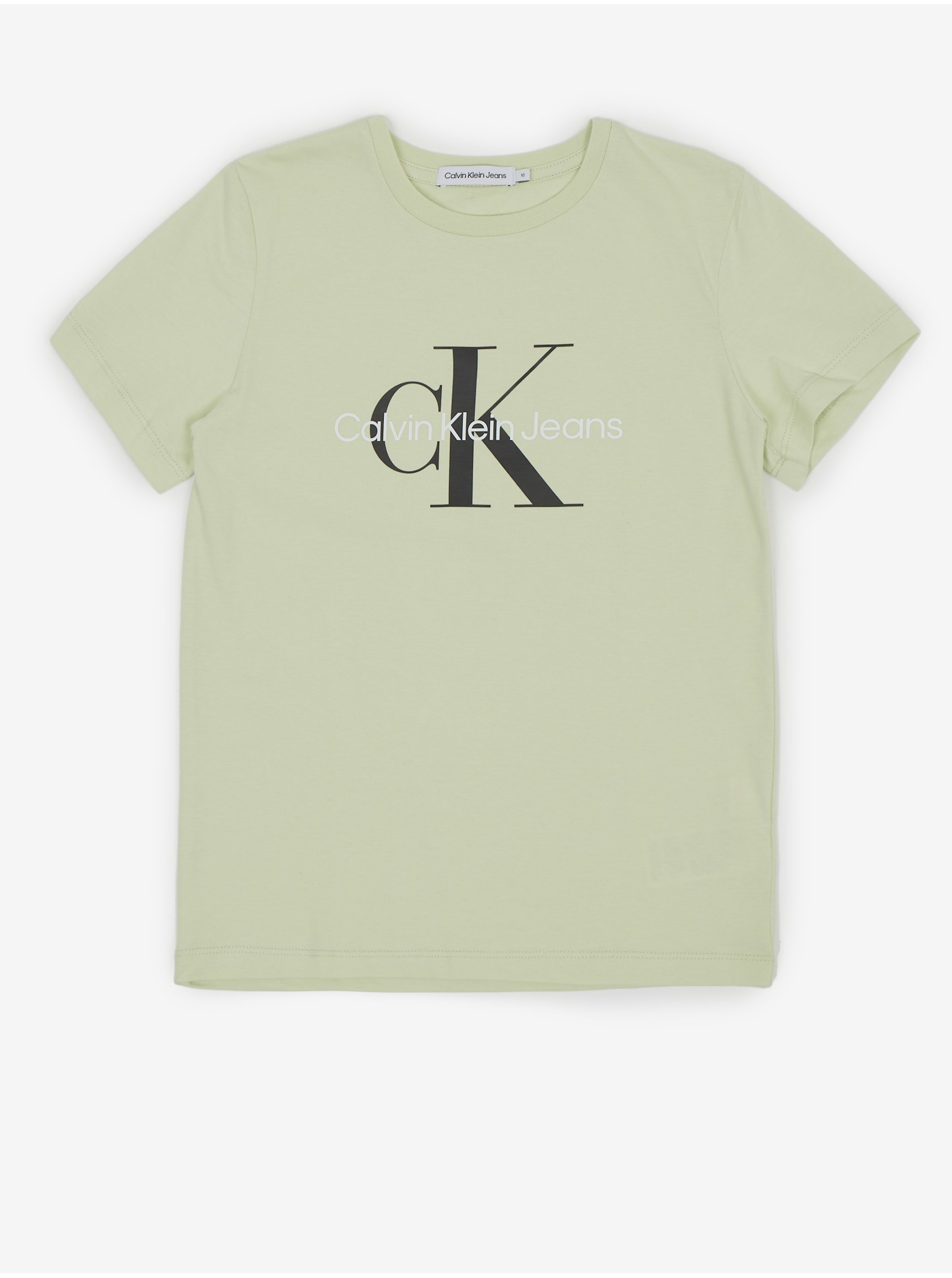 Levně Světle zelené holčičí tričko Calvin Klein Jeans
