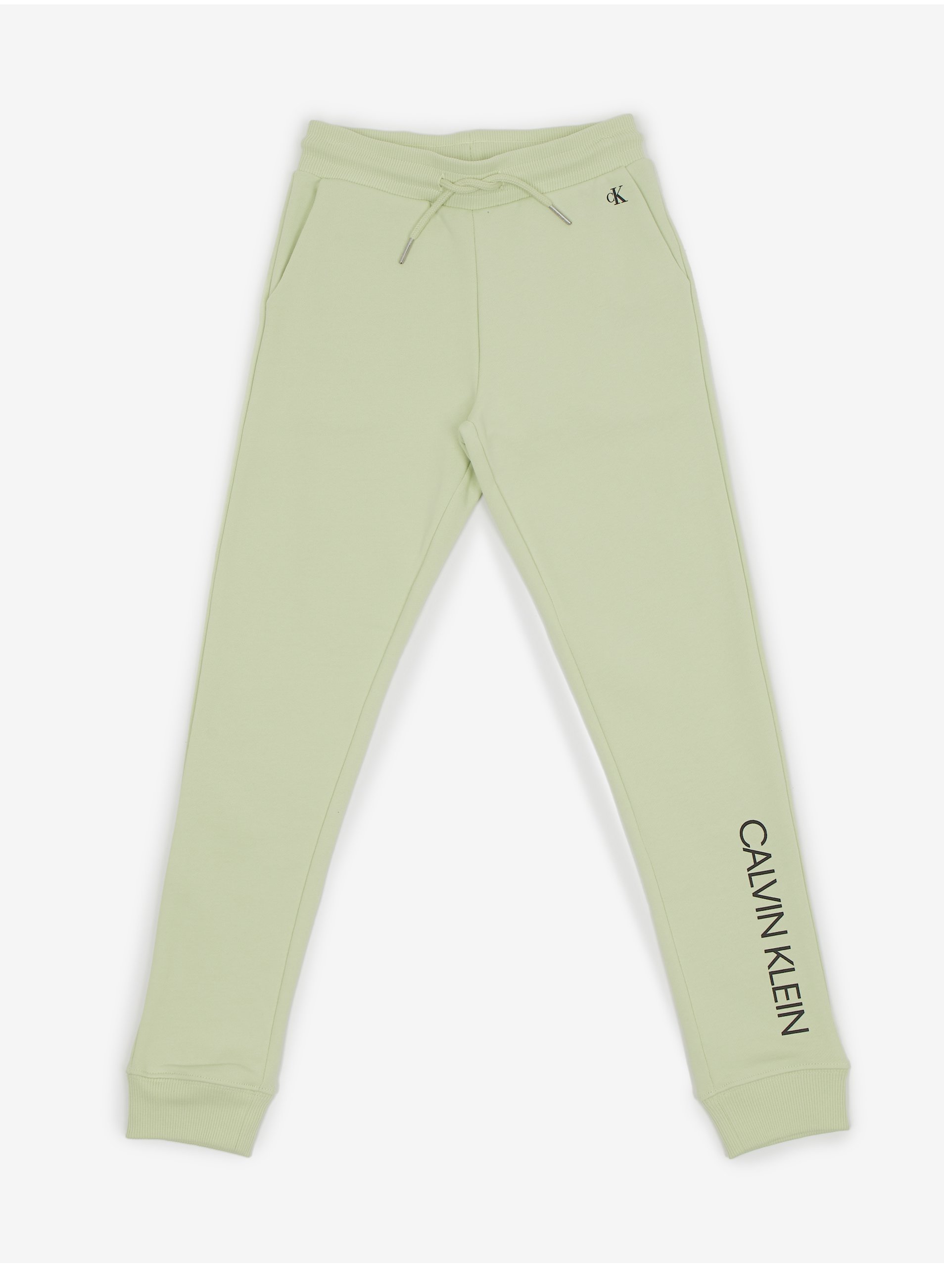 Levně Světle zelené holčičí tepláky Calvin Klein Jeans
