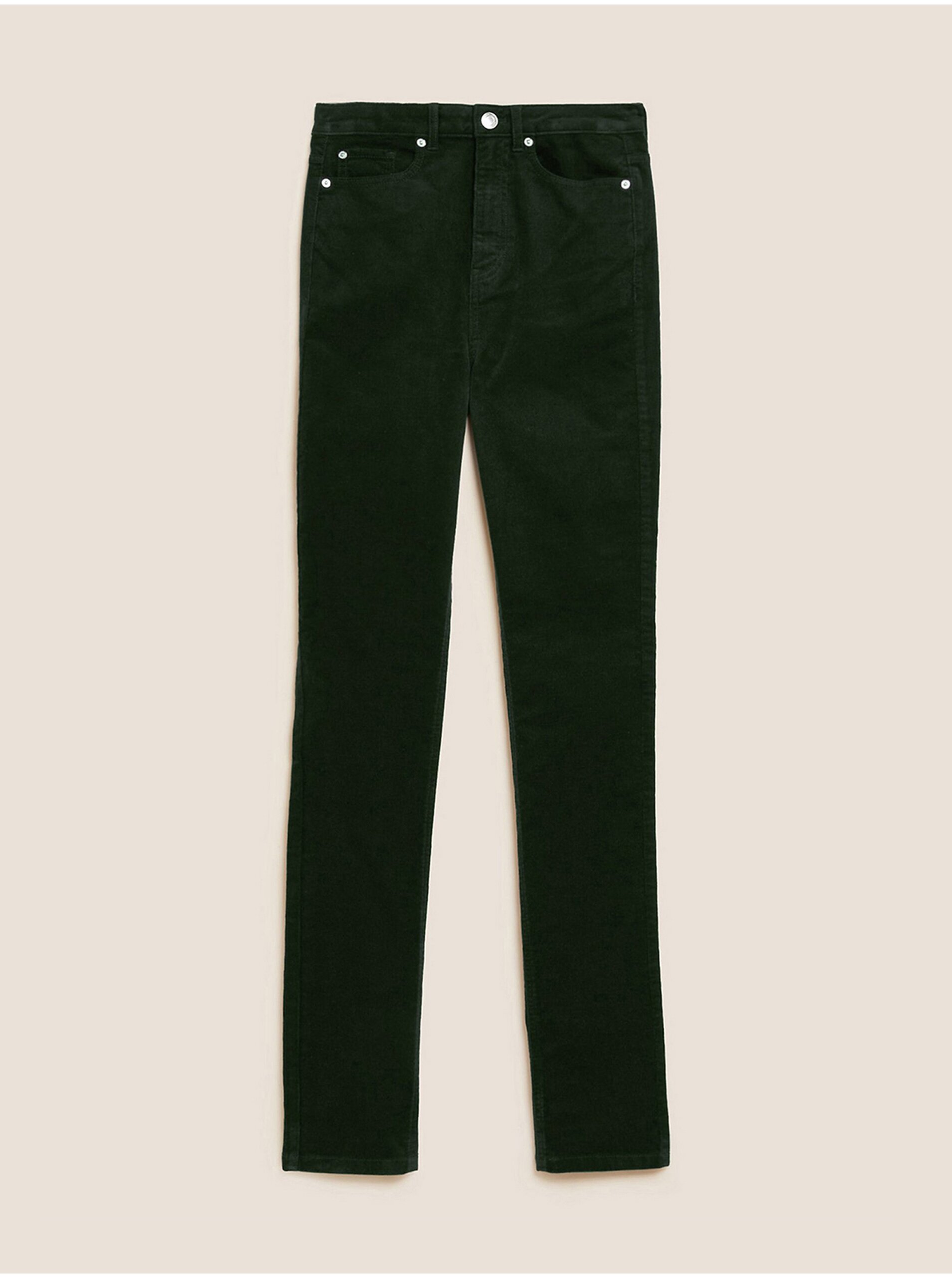 Levně Tmavě zelené dámské manšestrové kalhoty Marks & Spencer Sienna