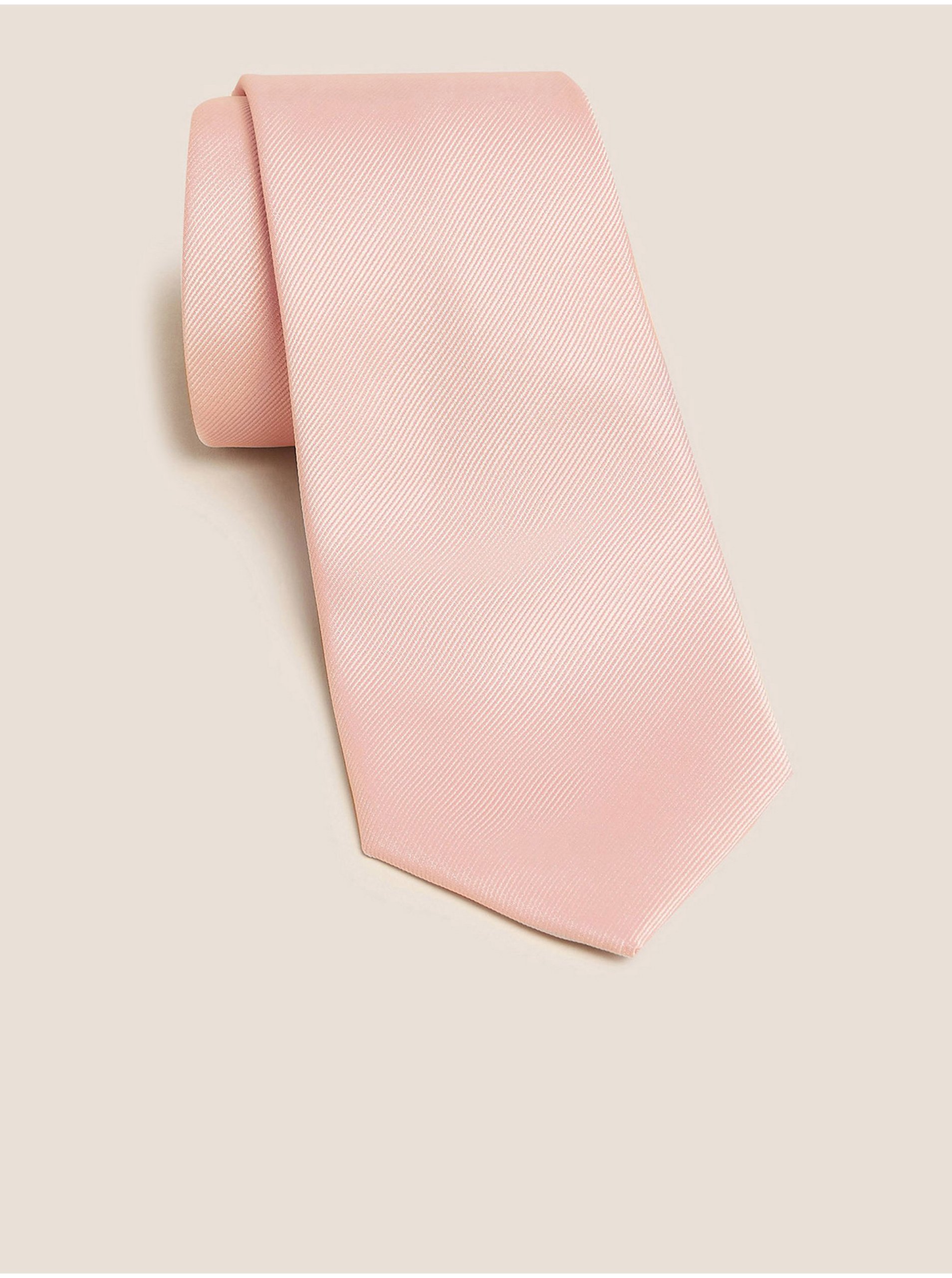 Levně Světle růžová pánská kravata Marks & Spencer