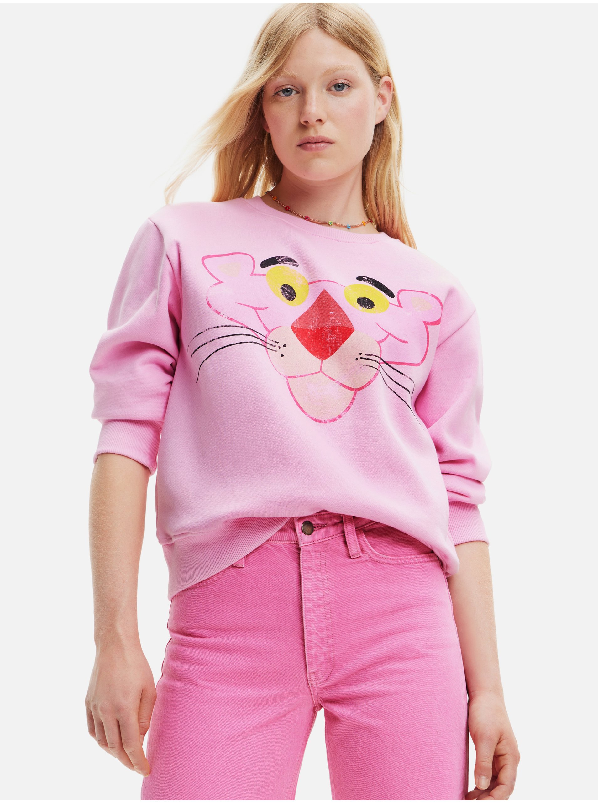 E-shop Ružová dámska mikina Desigual Pink Panther