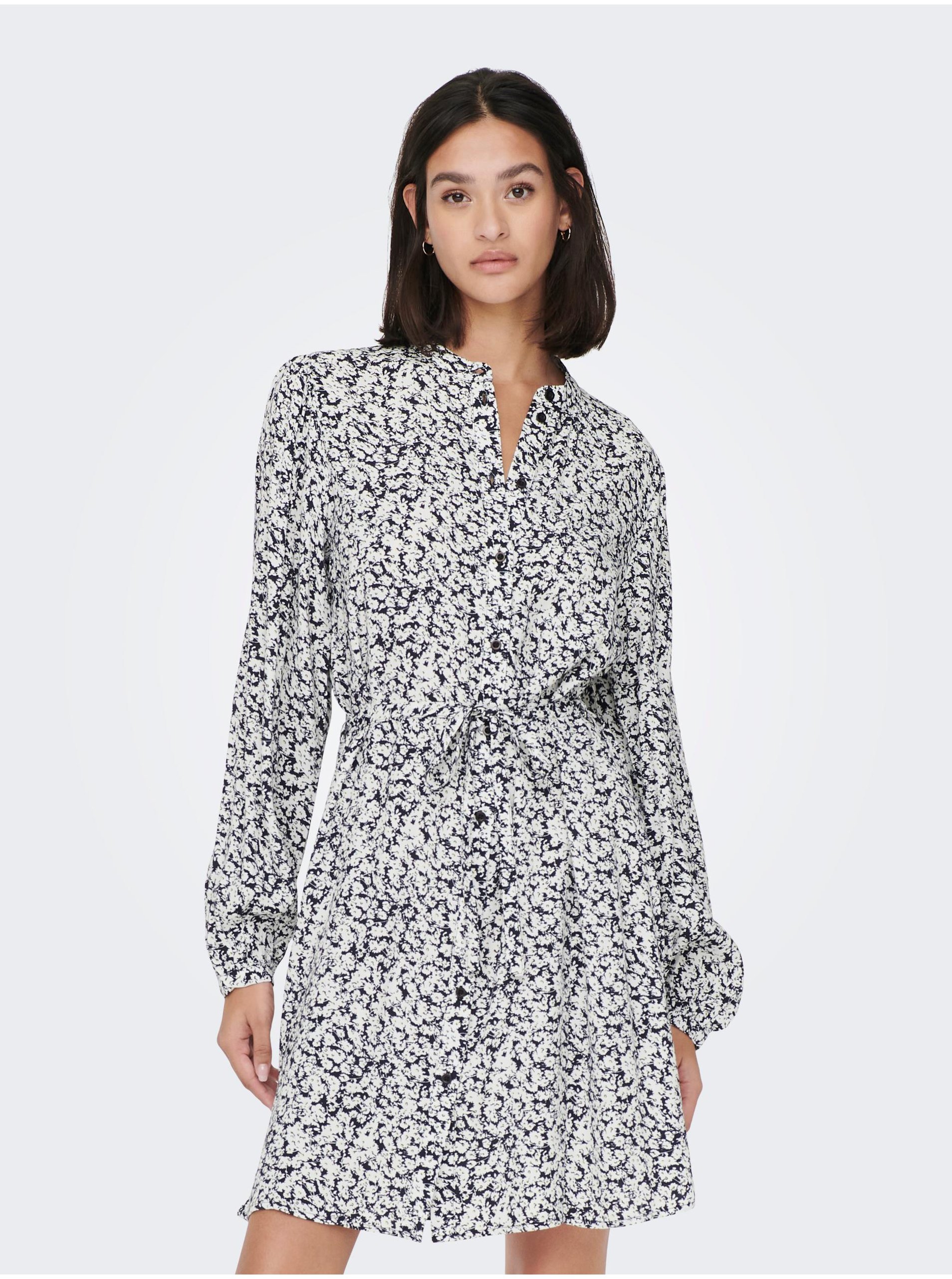 E-shop Černo-bílé dámské květované košilové šaty JDY Alice