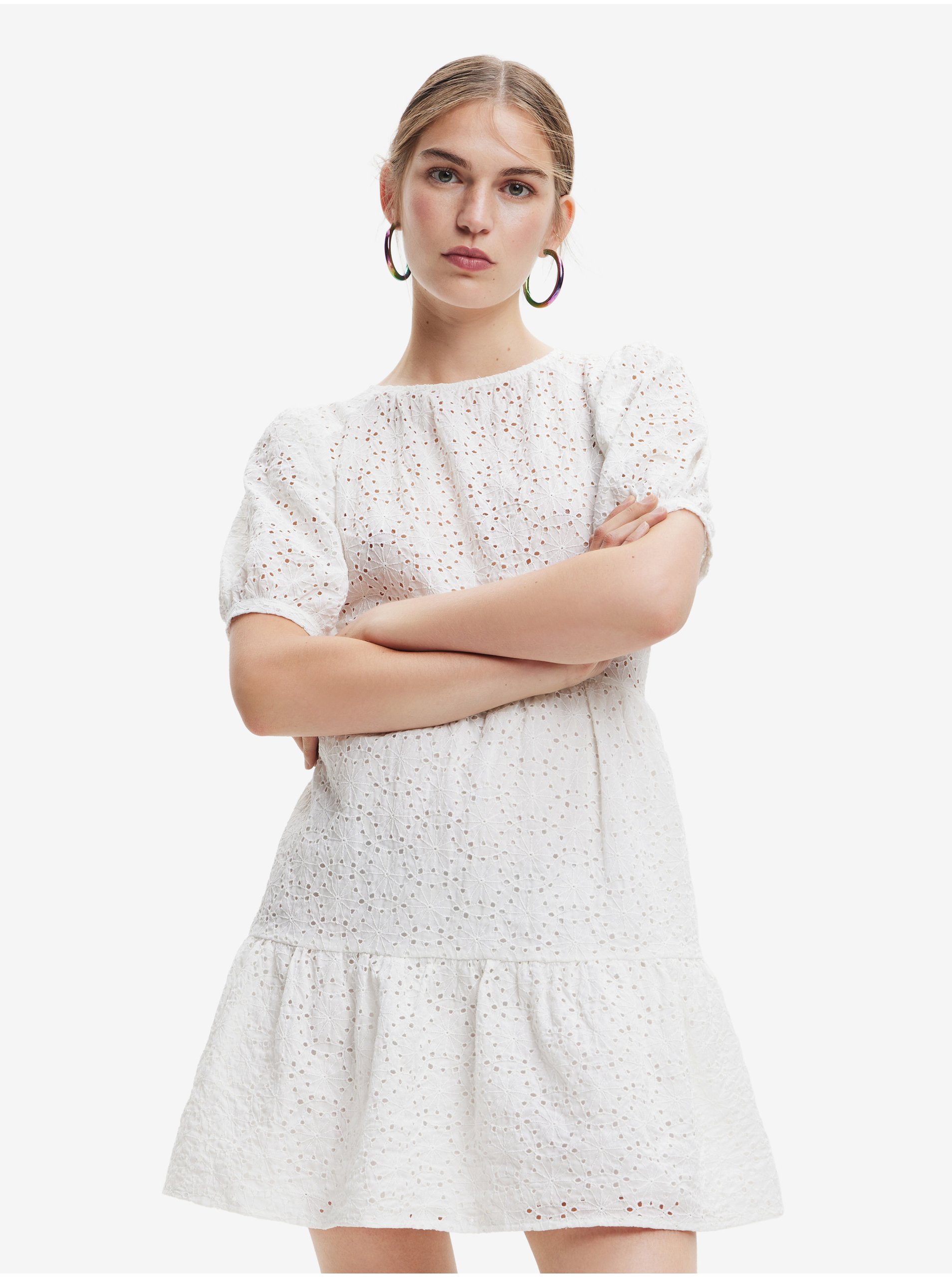E-shop Biele dámske vzorované šaty Desigual Limon