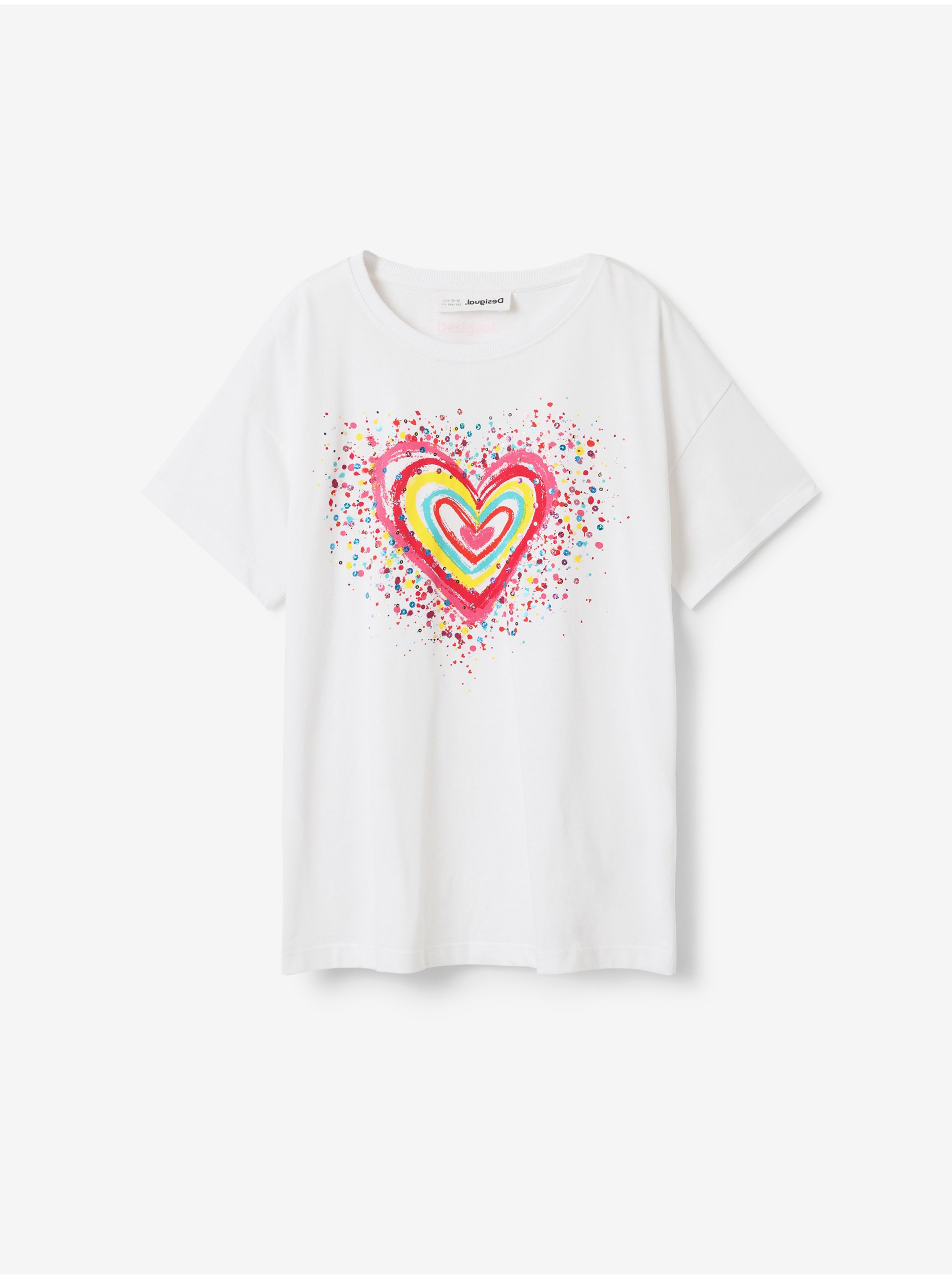 E-shop Bílé holčičí tričko Desigual Heart