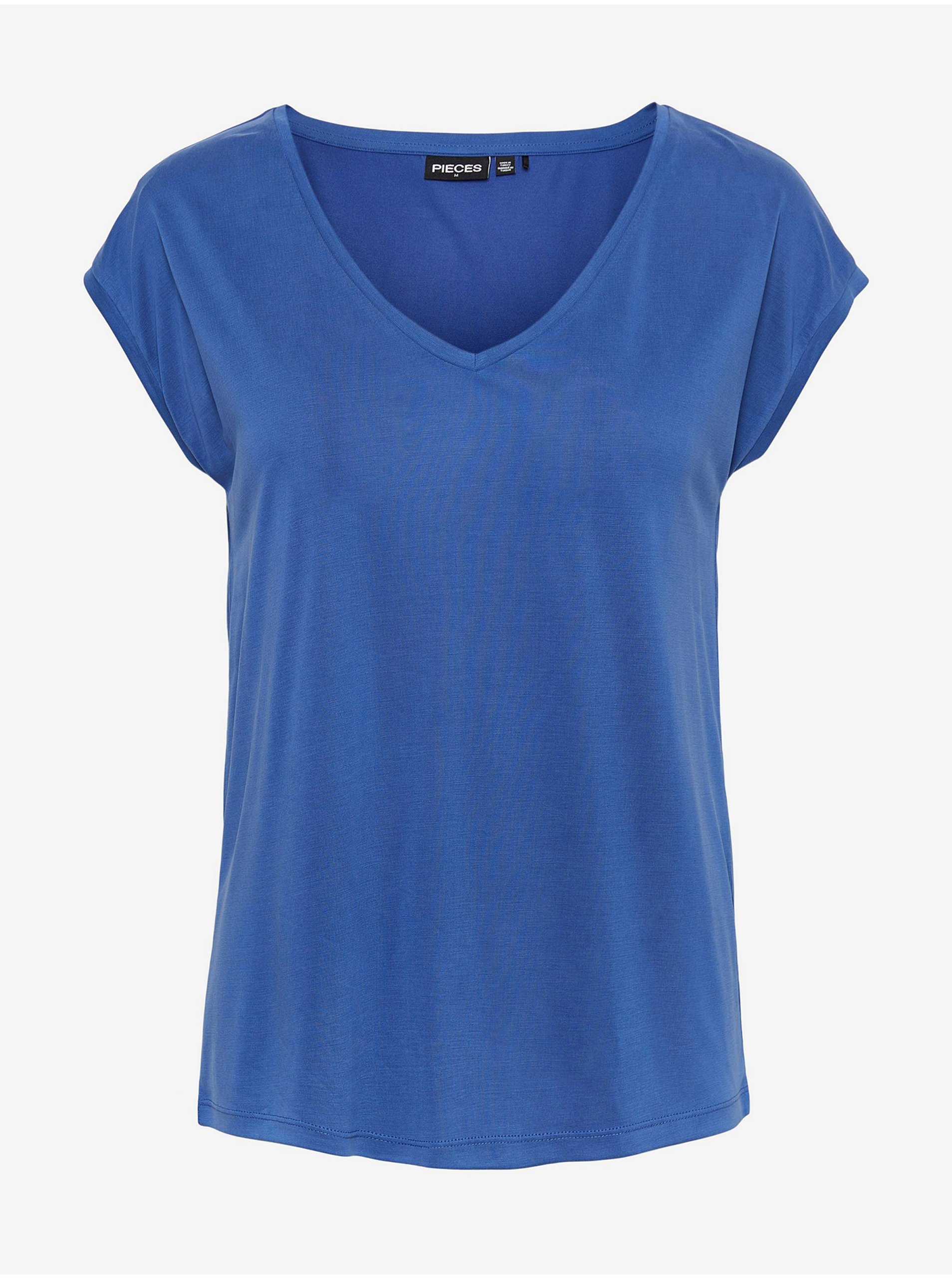 E-shop Modré dámské tričko Pieces Kamala