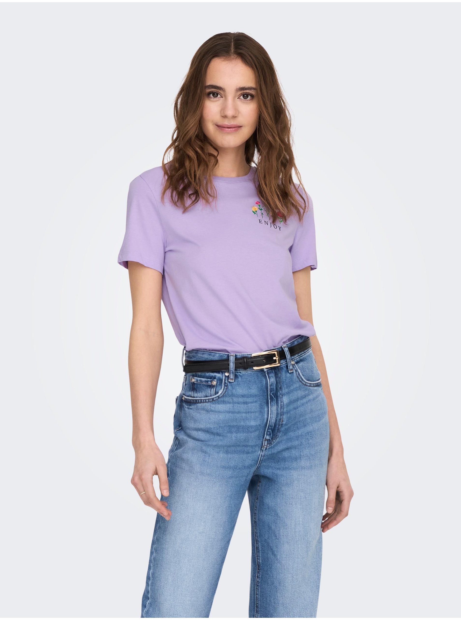 Levně Světle fialové dámské tričko ONLY Emma