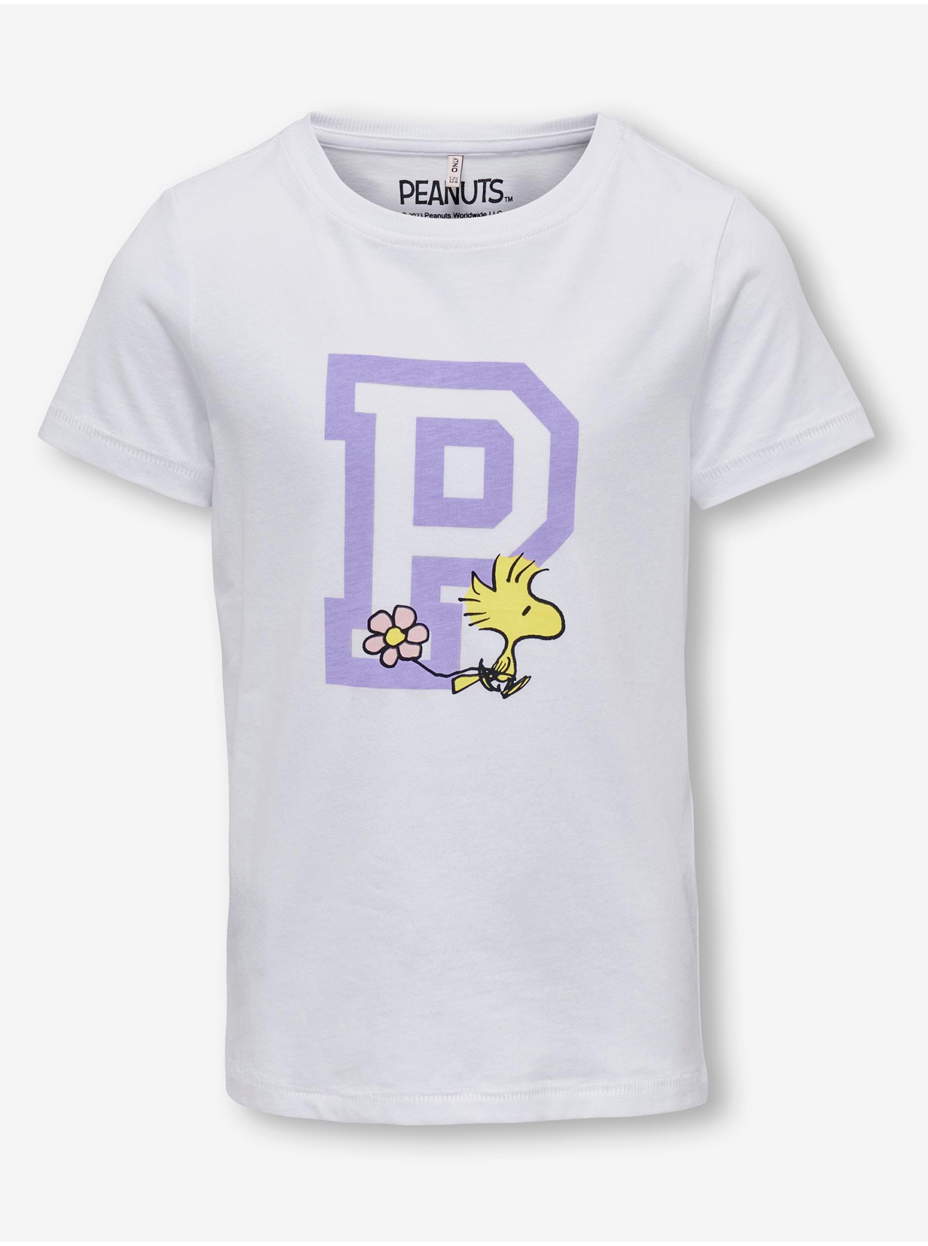 E-shop Biele dievčenské tričko ONLY Peanuts