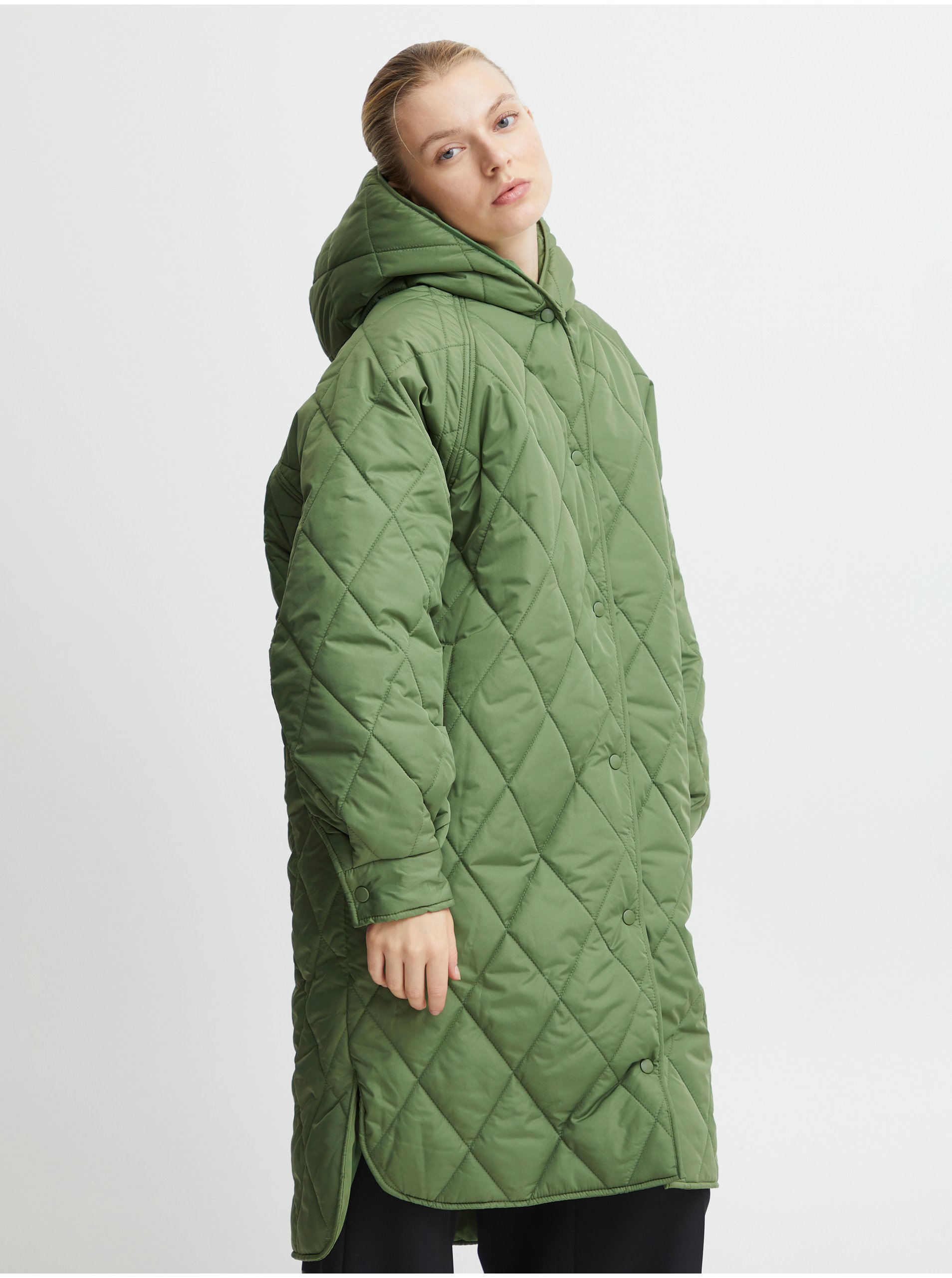 Lacno Kabáty pre ženy ICHI - zelená