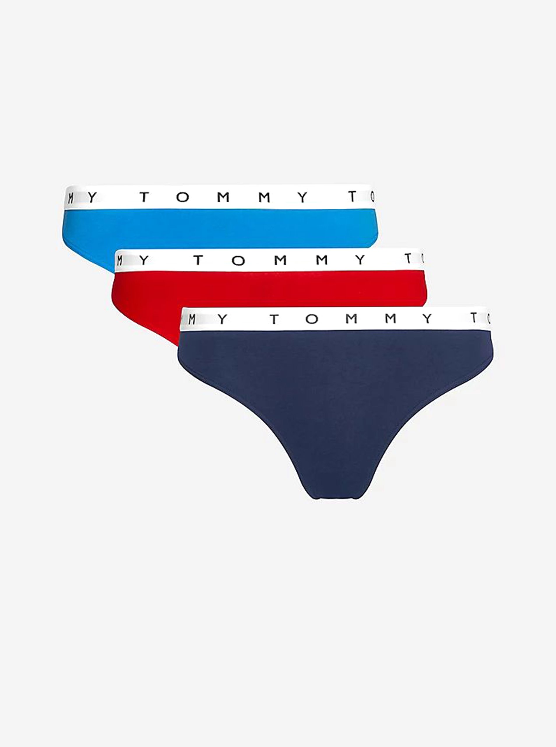 E-shop Sada tří dámských tang v červené a modré barvě Tommy Hilfiger Underwear