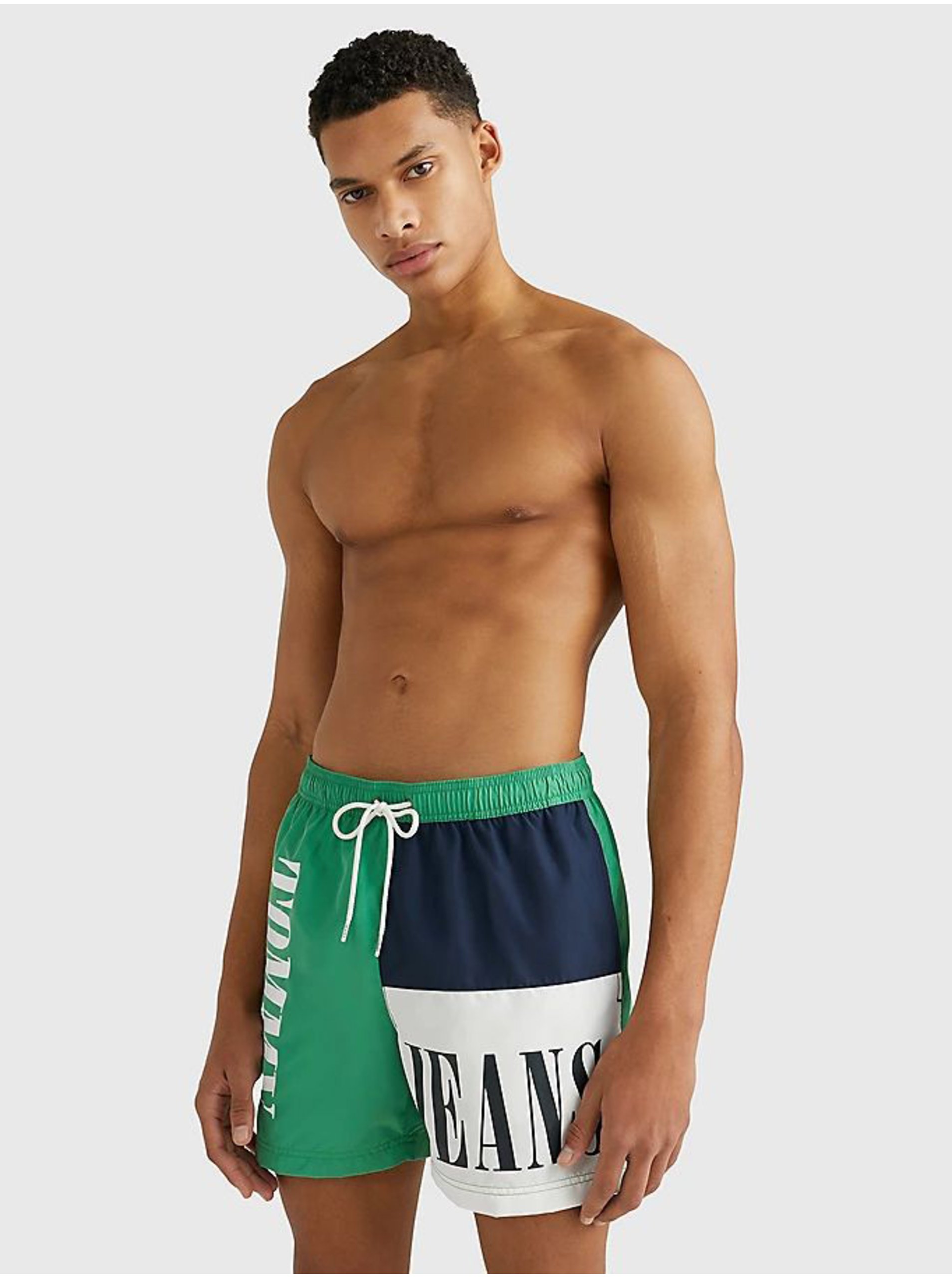 Levně Modro-zelené pánské vzorované plavky Tommy Hilfiger Underwear