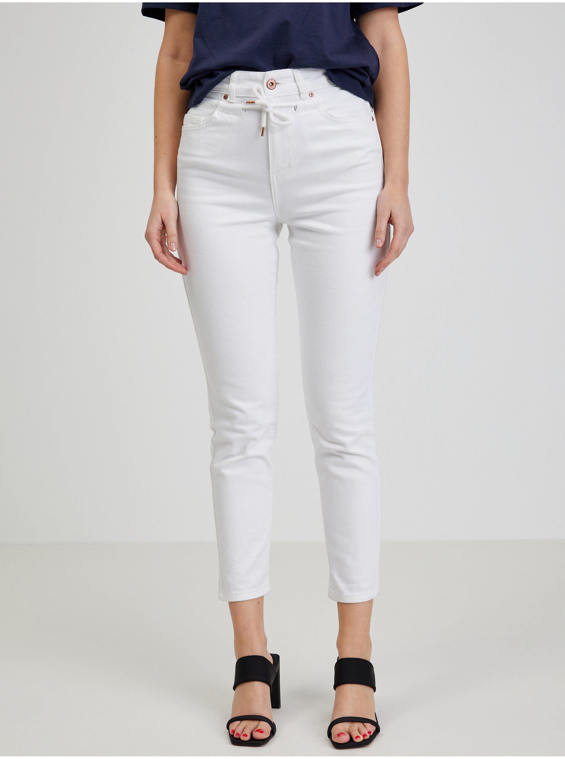 Lacno Biele dámske slim fit džínsy ORSAY