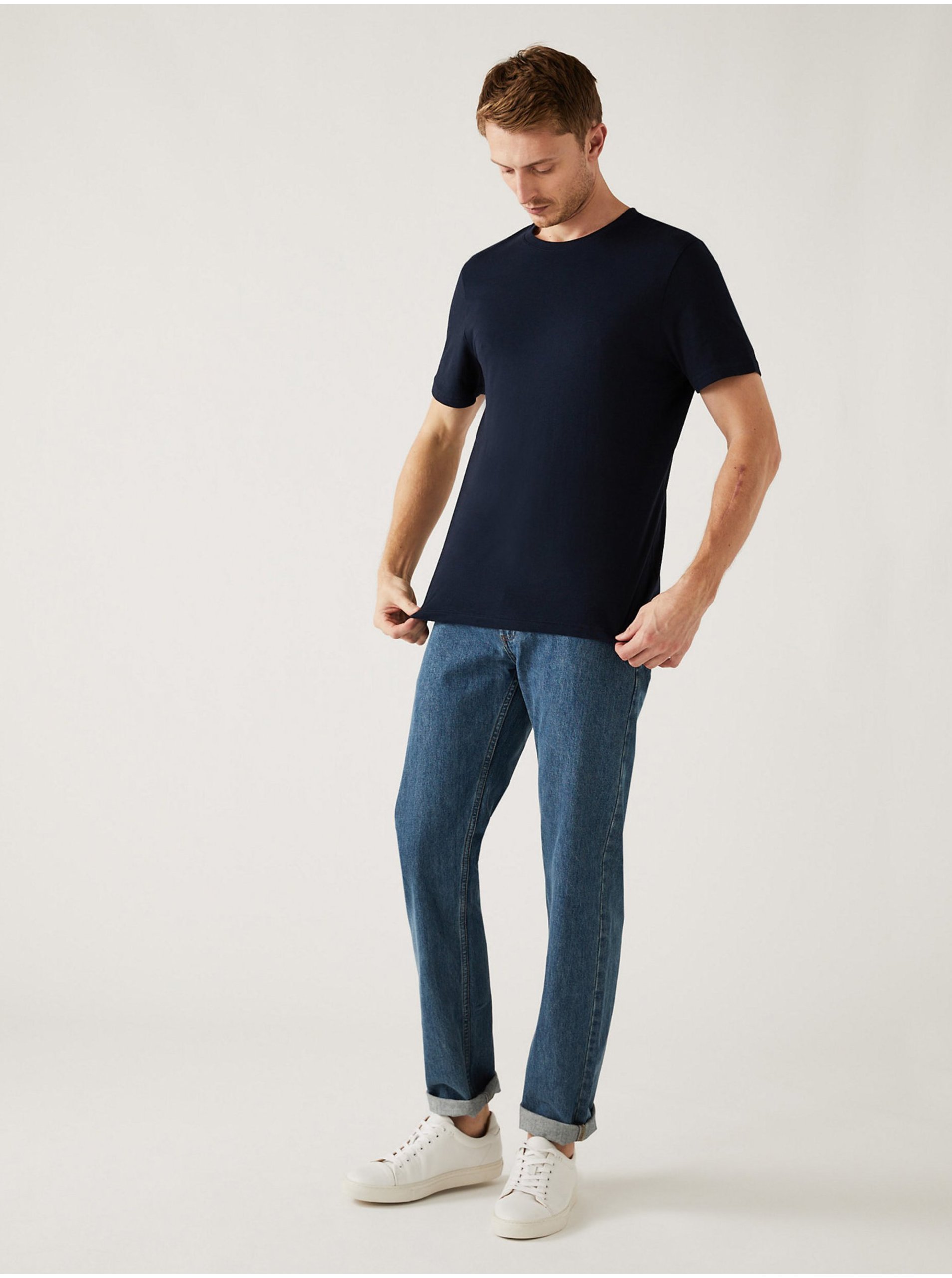 Lacno Basic tričká pre mužov Marks & Spencer - tmavomodrá