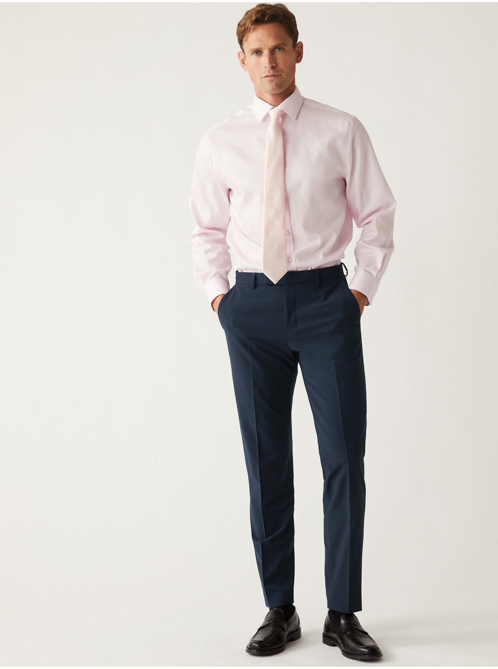 Lacno Formálne nohavice pre mužov Marks & Spencer - tmavomodrá