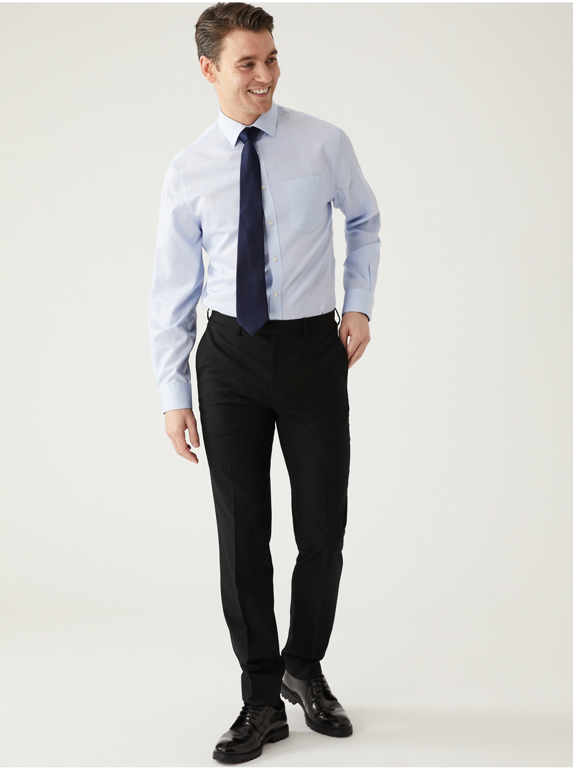 Levně Černé pánské formální kalhoty Marks & Spencer