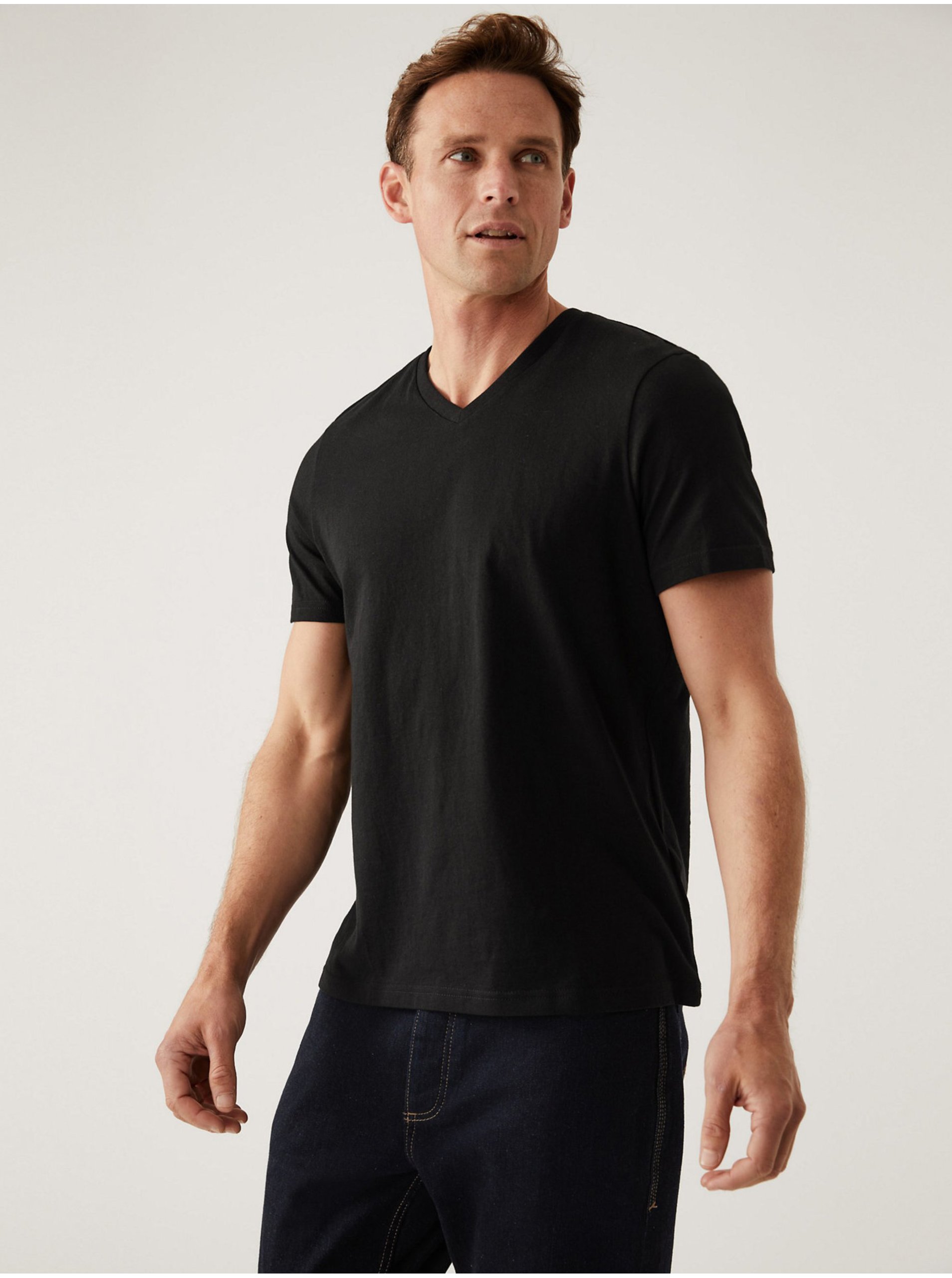 Lacno Basic tričká pre mužov Marks & Spencer - čierna