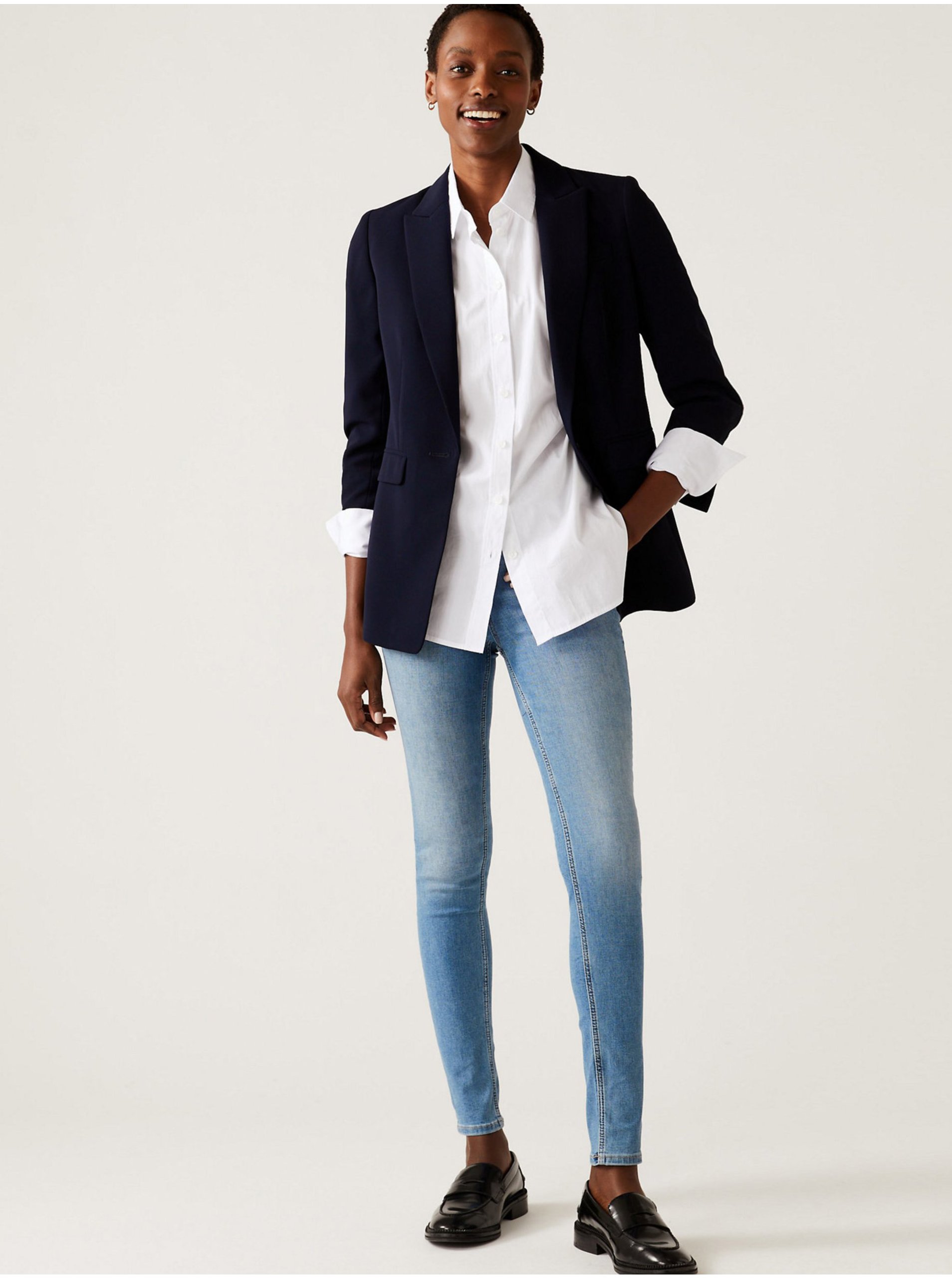 Levně Světle modré dámské skinny fit džíny Marks & Spencer Ivy