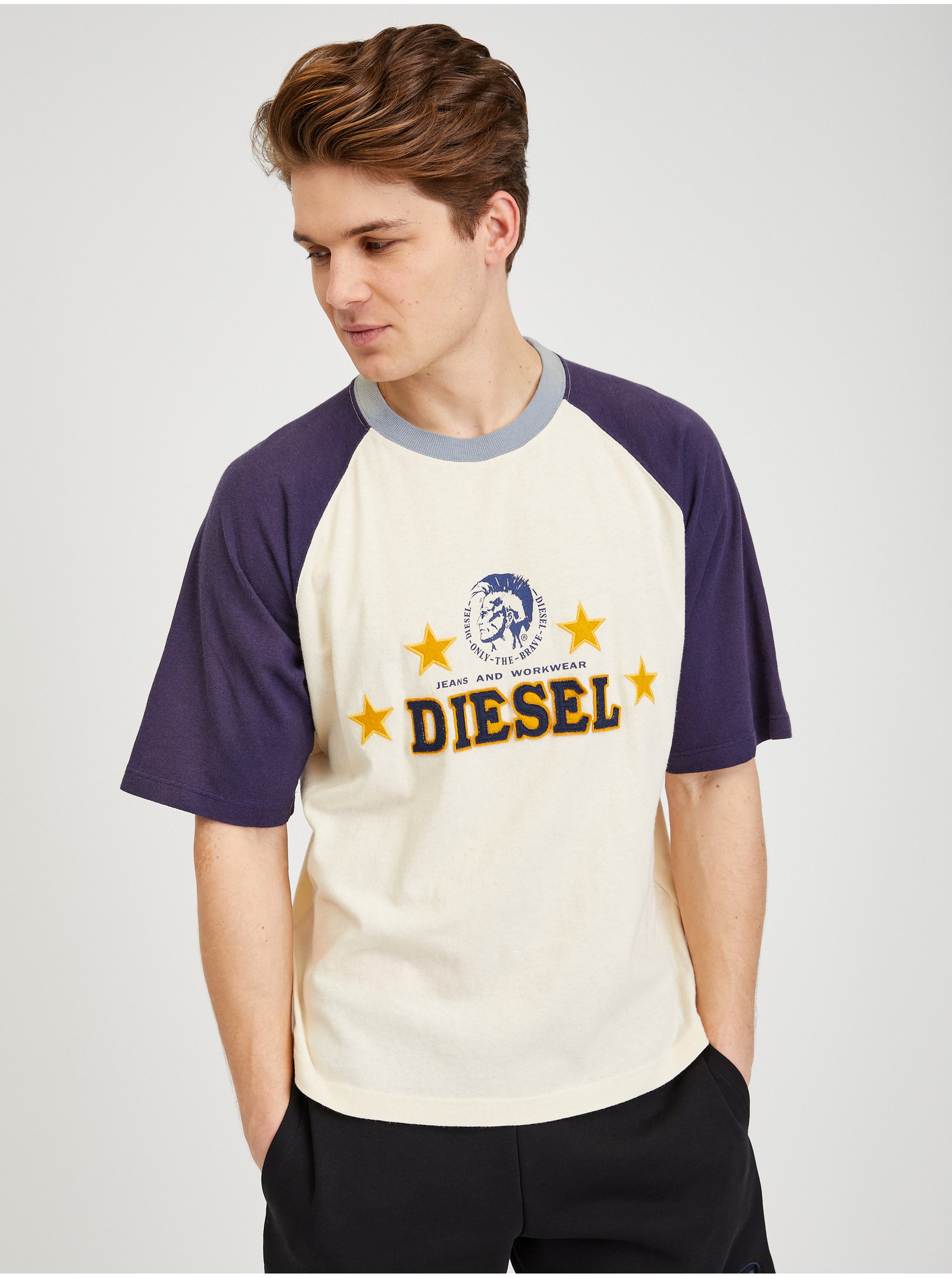 Lacno Modro-žlté pánske tričko Diesel