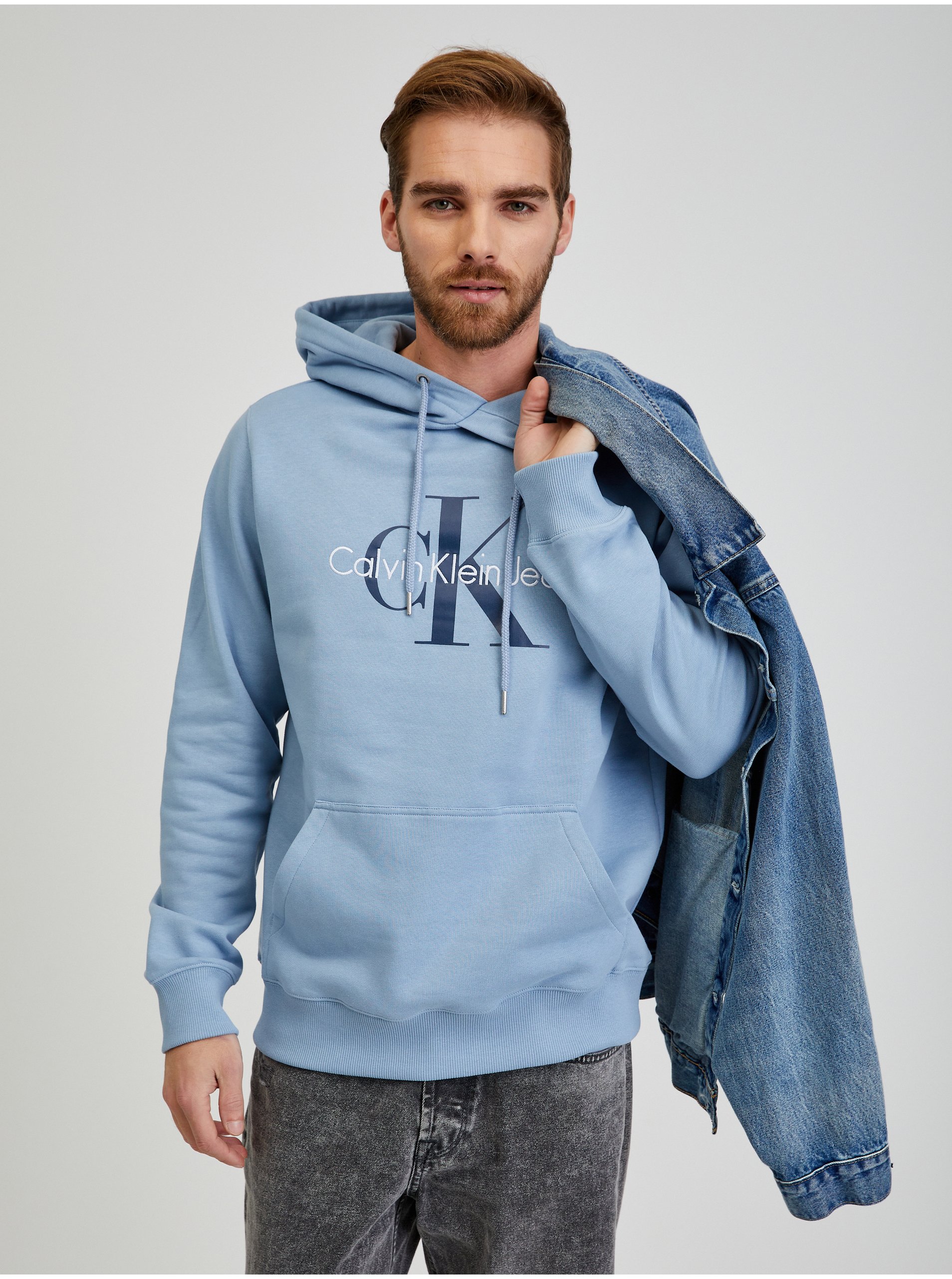 Lacno Mikiny s kapucou pre mužov Calvin Klein Jeans - modrá