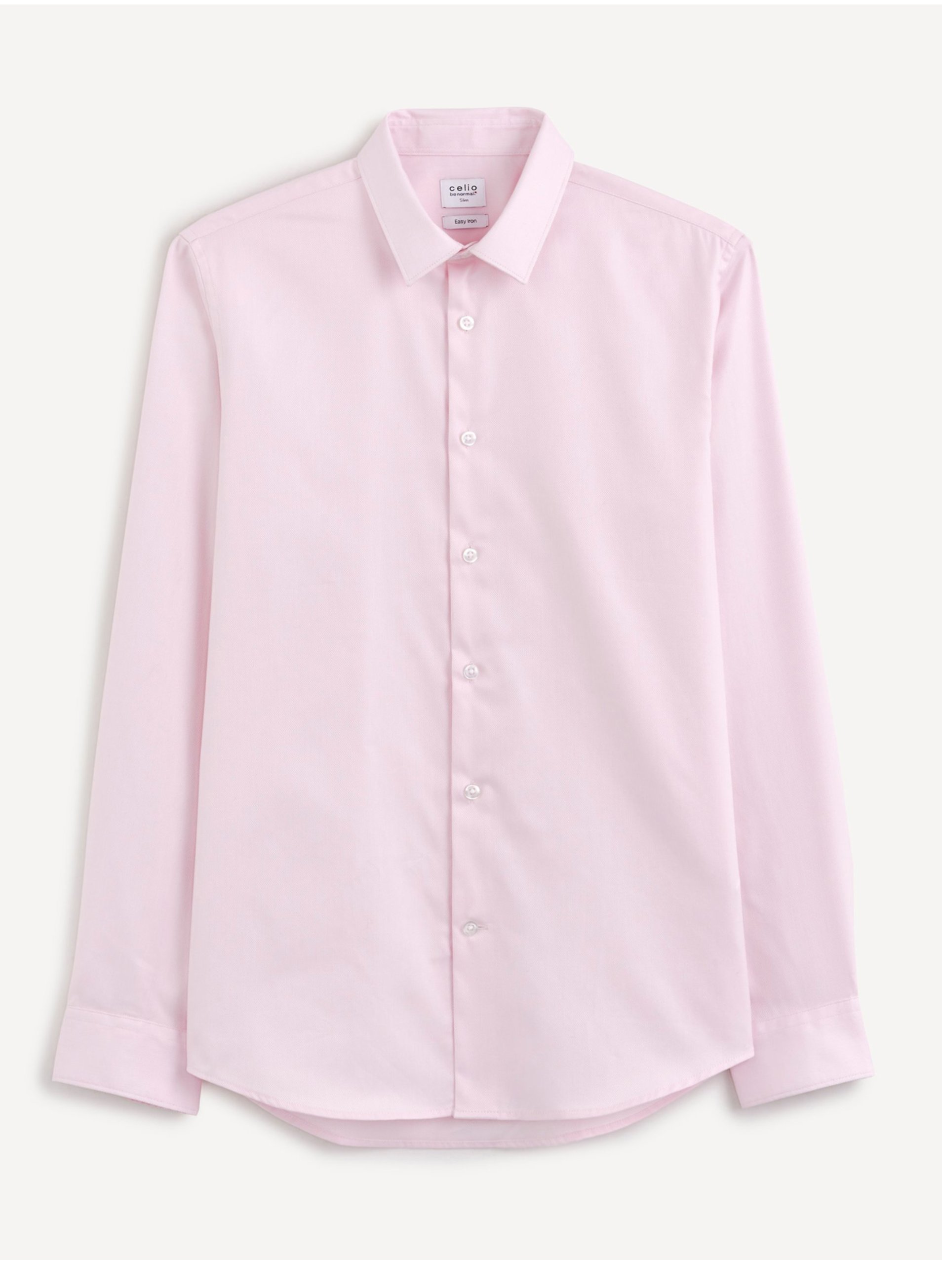 Levně Světle růžová pánská slim fit košile Celio Narox
