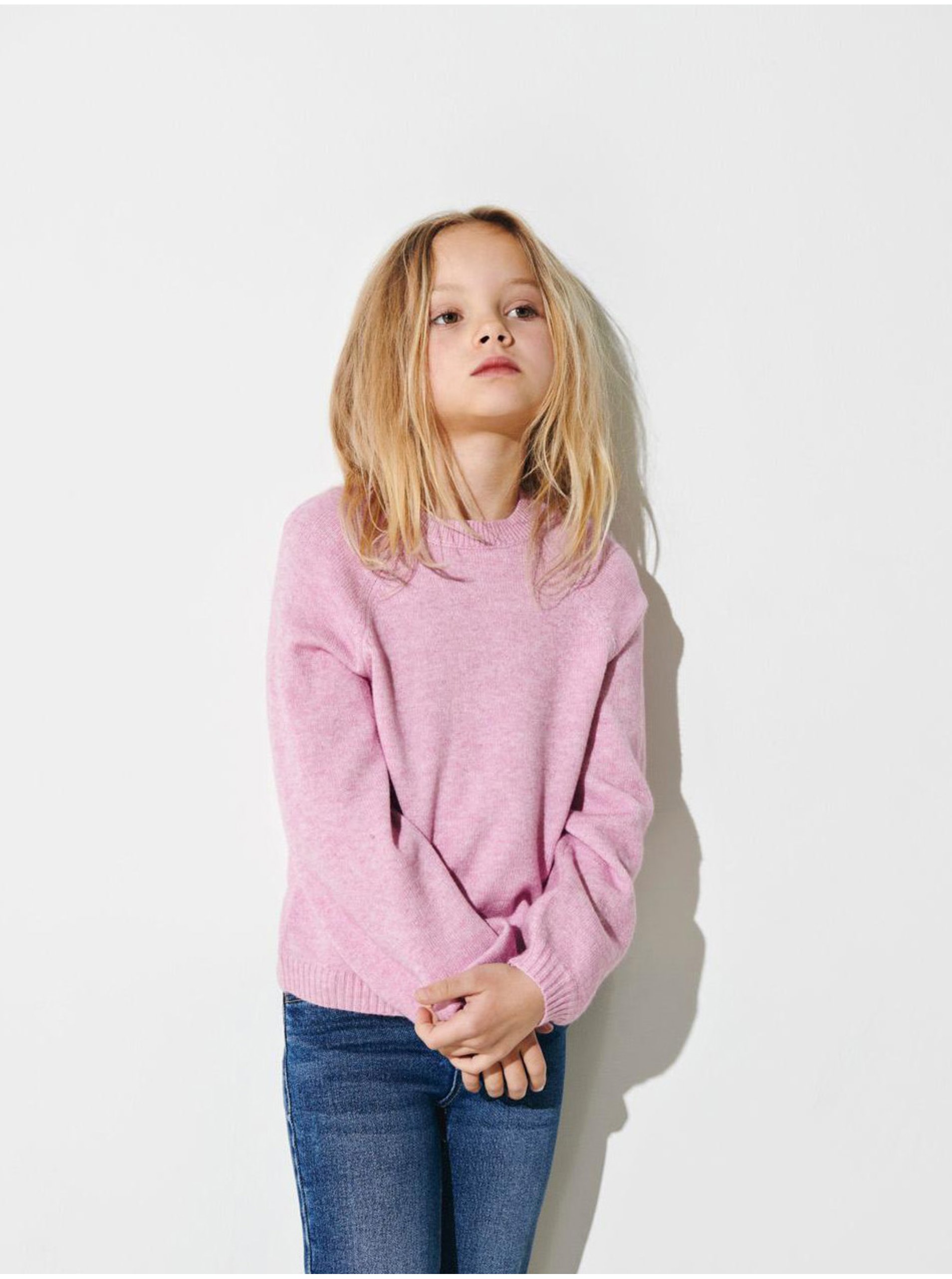 Lacno Ružový dievčenský sveter ONLY
