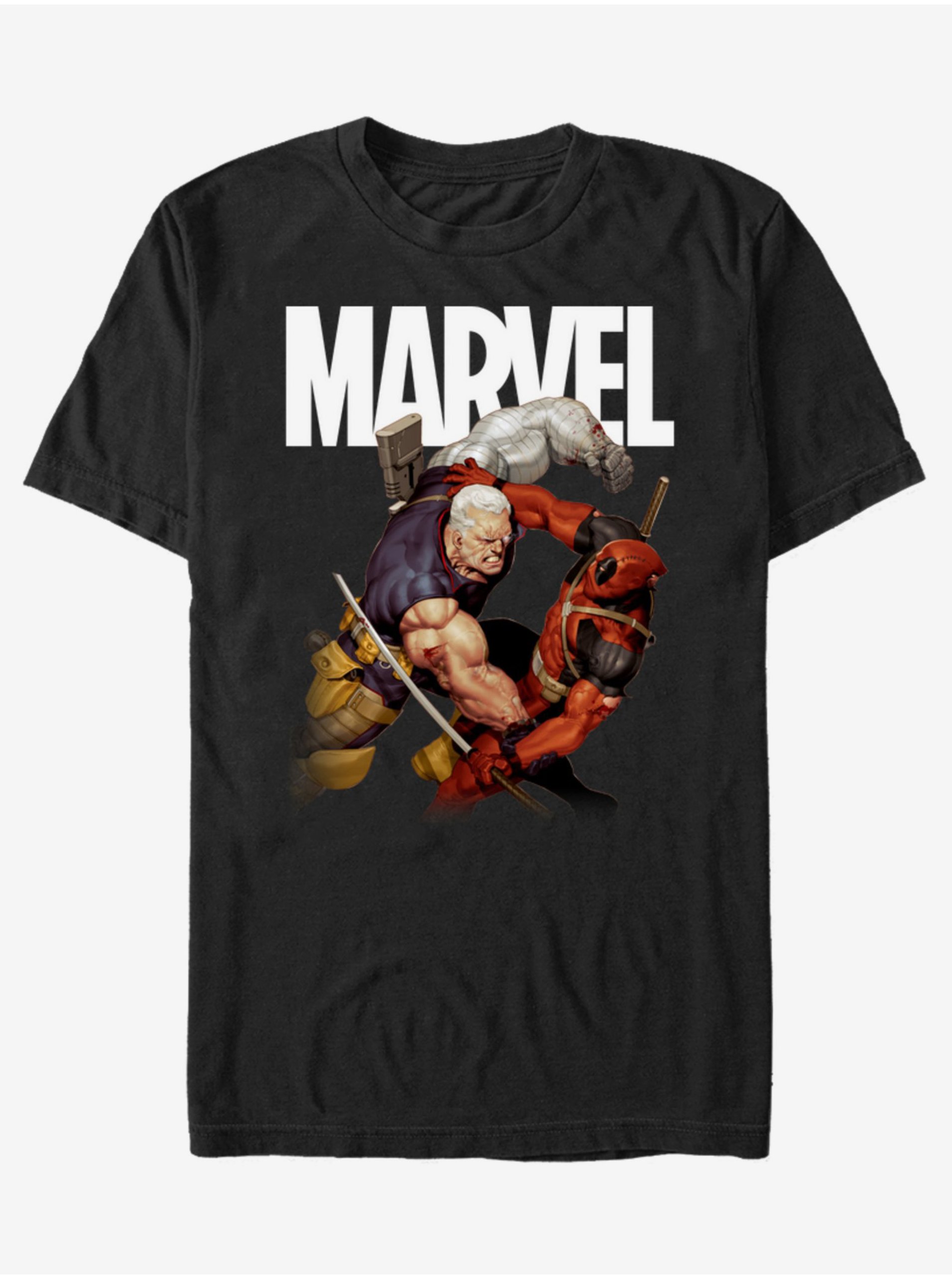 Levně Černé unisex tričko ZOOT.Fan Marvel Deadpool Fight