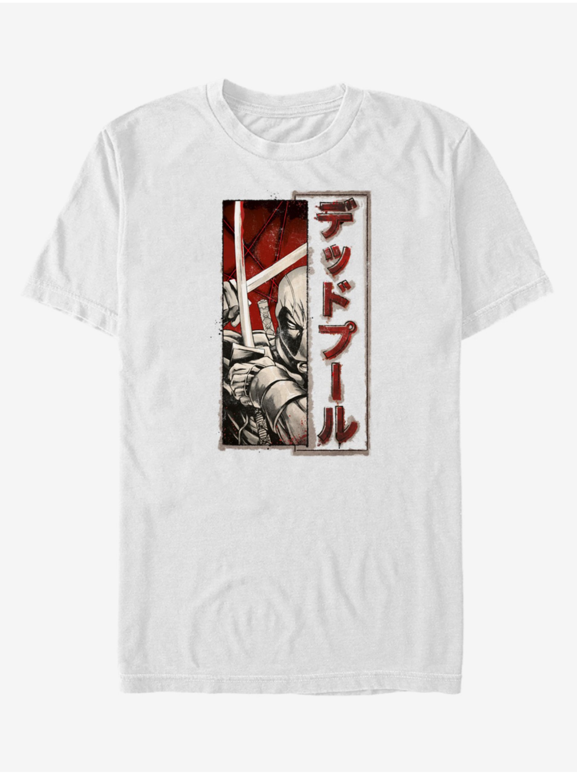 Levně Bílé unisex tričko ZOOT.Fan Marvel Deadpool Sword Kanji