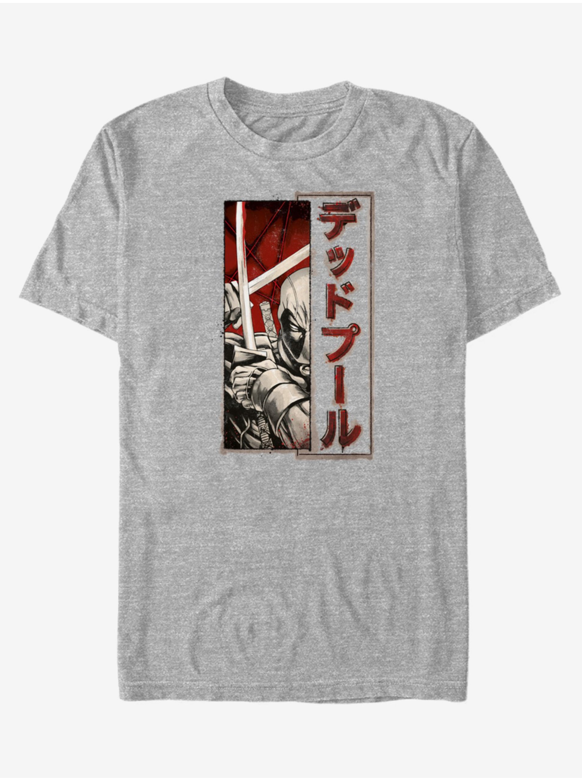 Levně Šedé pánské tričko ZOOT.Fan Marvel Deadpool Sword Kanji