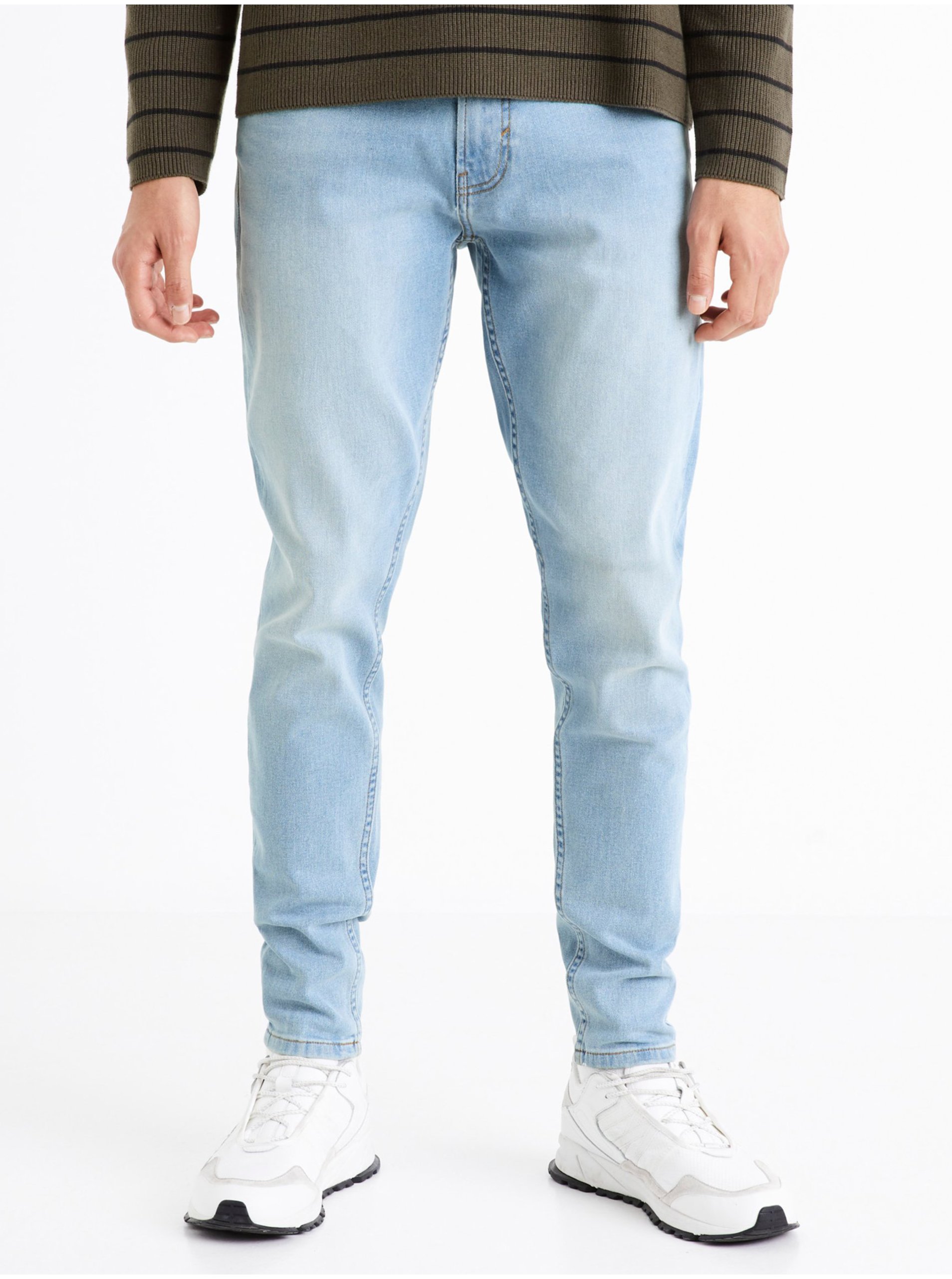 Levně Světle modré pánské skinny fit džíny Celio C45 Dosklue