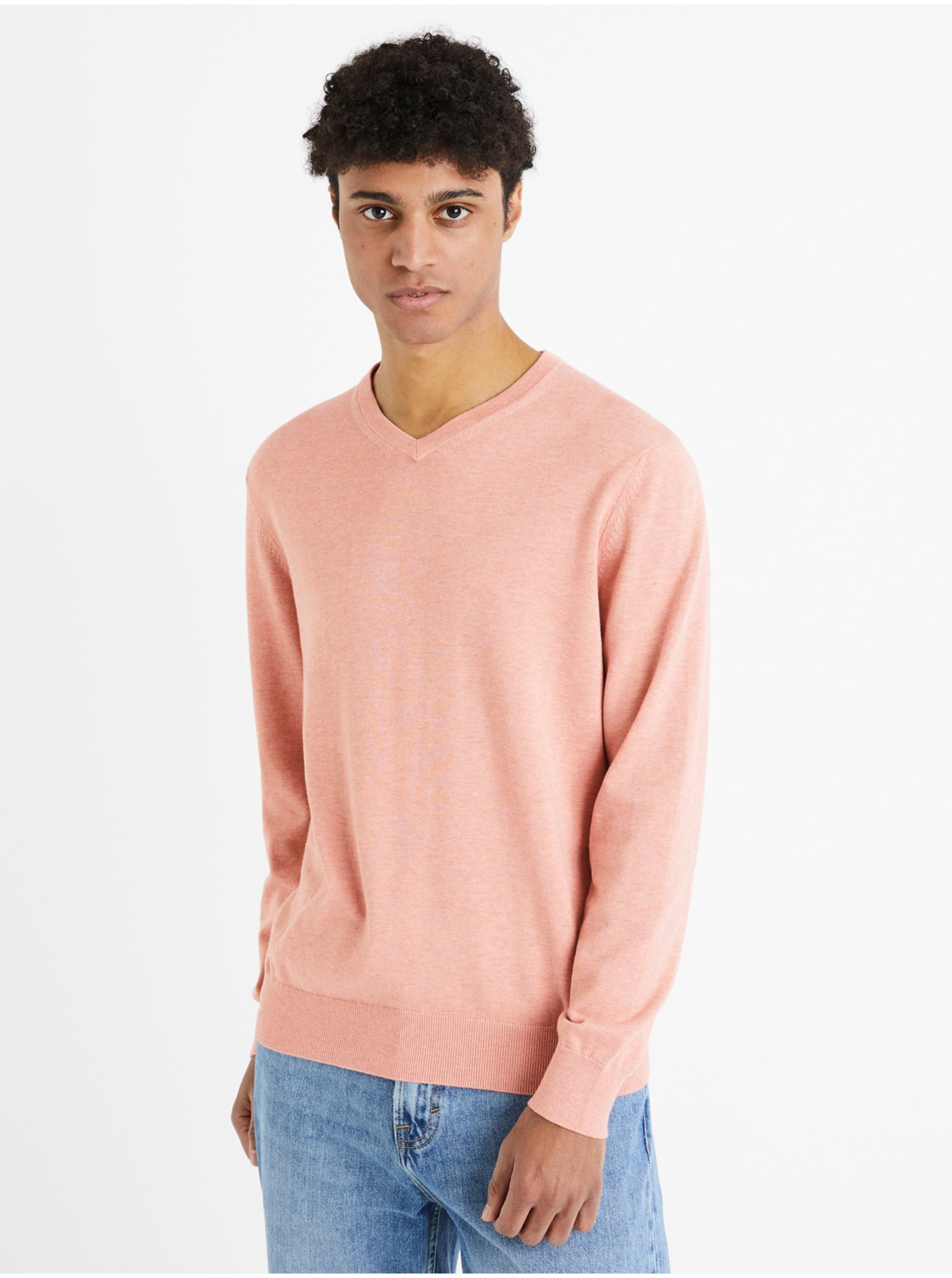 E-shop Růžový pánský svetr Celio Decotonv