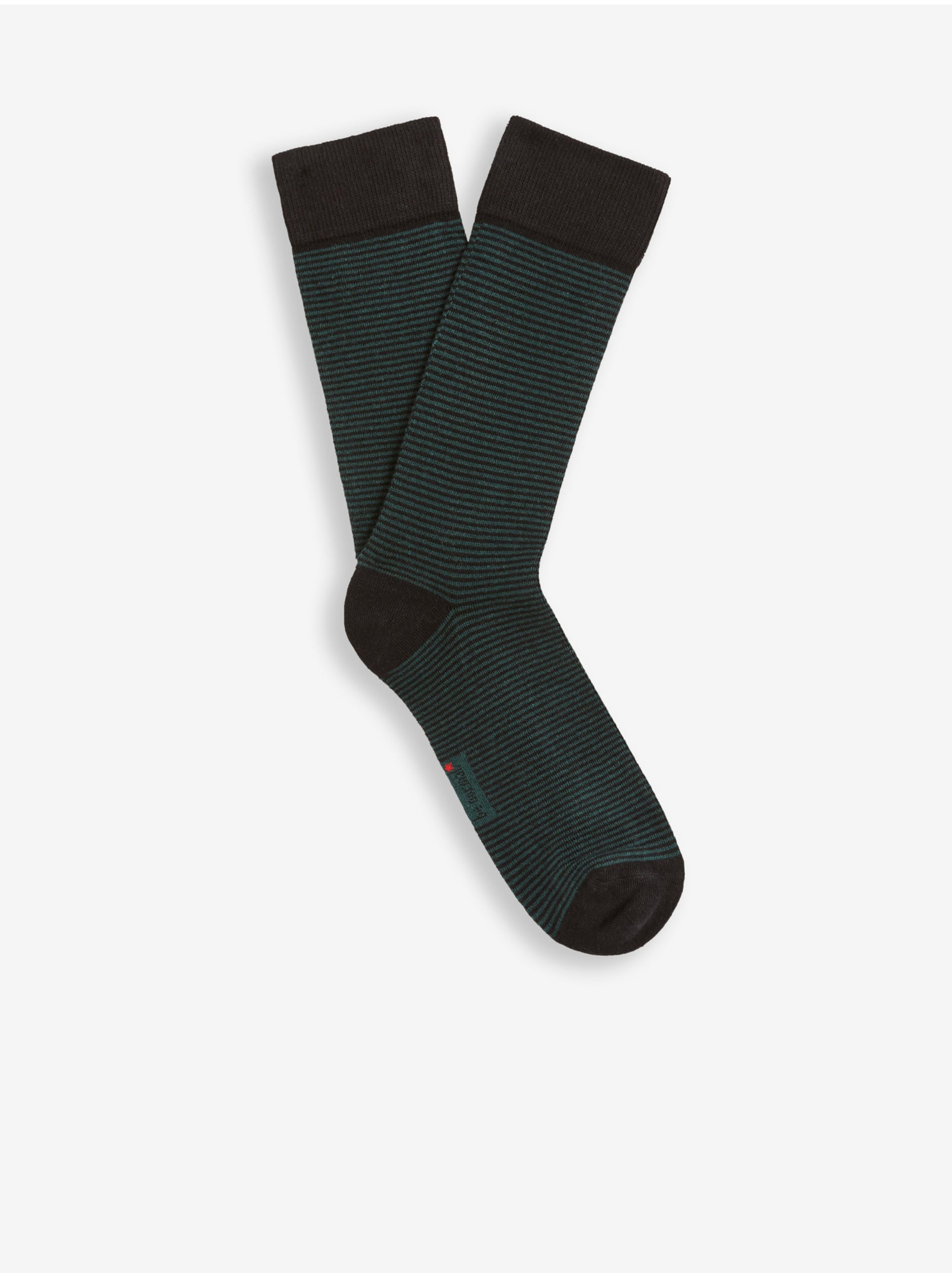 Levně Tmavě zelené pánské pruhované vysoké ponožky Celio Vicaire
