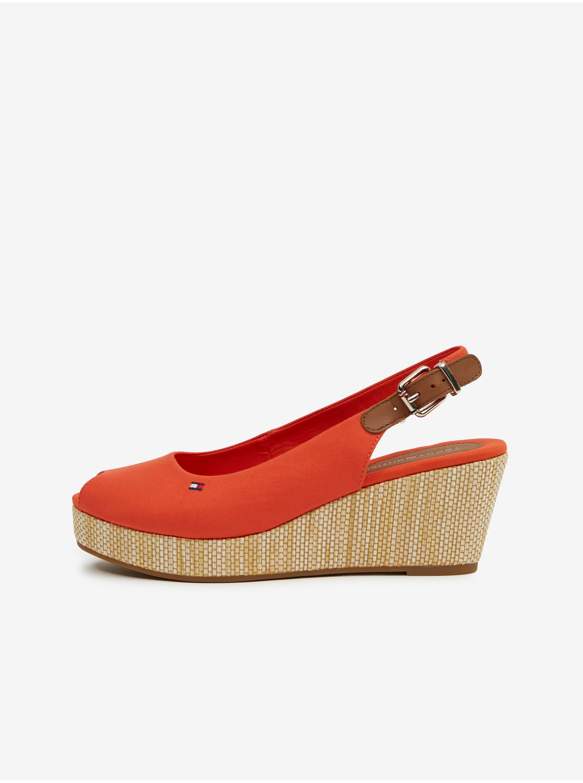 Levně Oranžové dámské sandály na klínku Tommy Hilfiger Iconic Elba