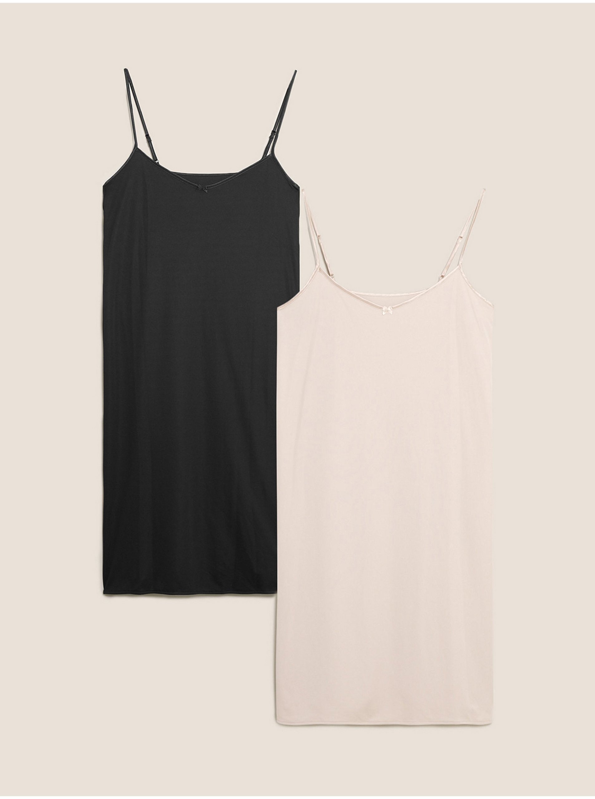 Levně Sada dvou dámských kombiné pod šaty v černé a světle šedé barvě Marks & Spencer