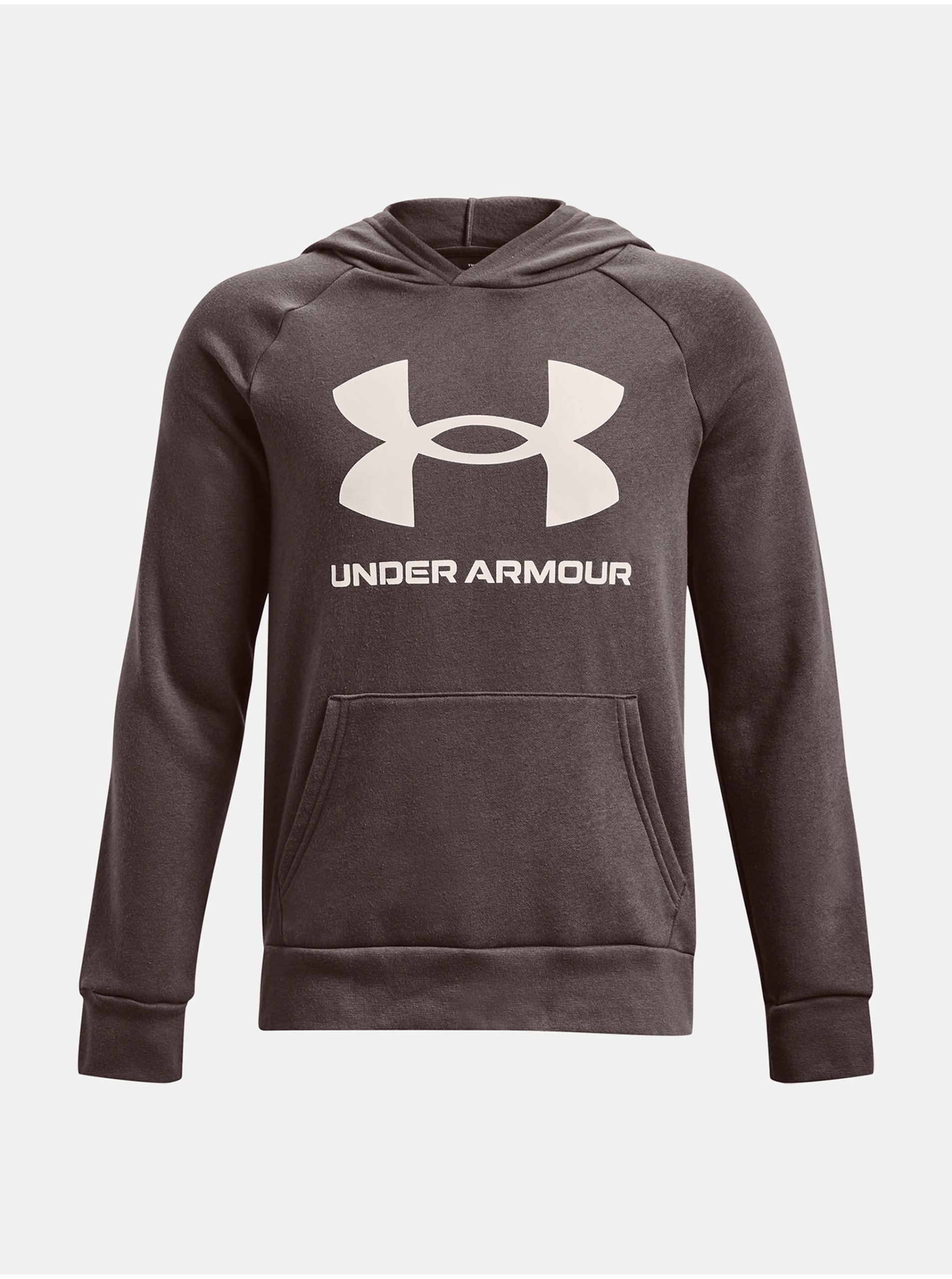 Levně Tmavě hnědá klučičí mikina Under Armour UA RIVAL FLEECE HOODIE