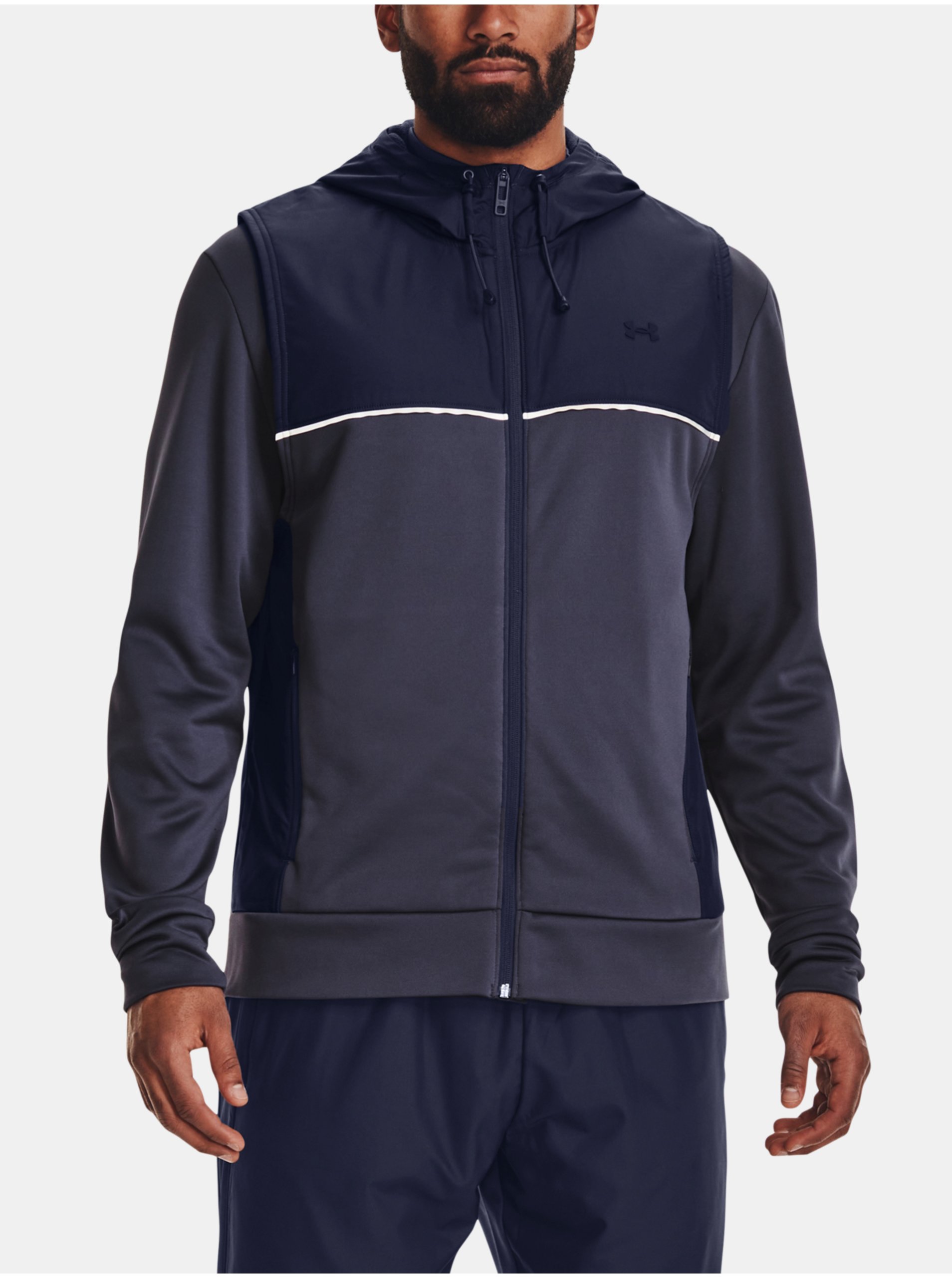 E-shop Modro-šedá pánská sportovní vesta Under Armour UA AF Storm Hooded Vest