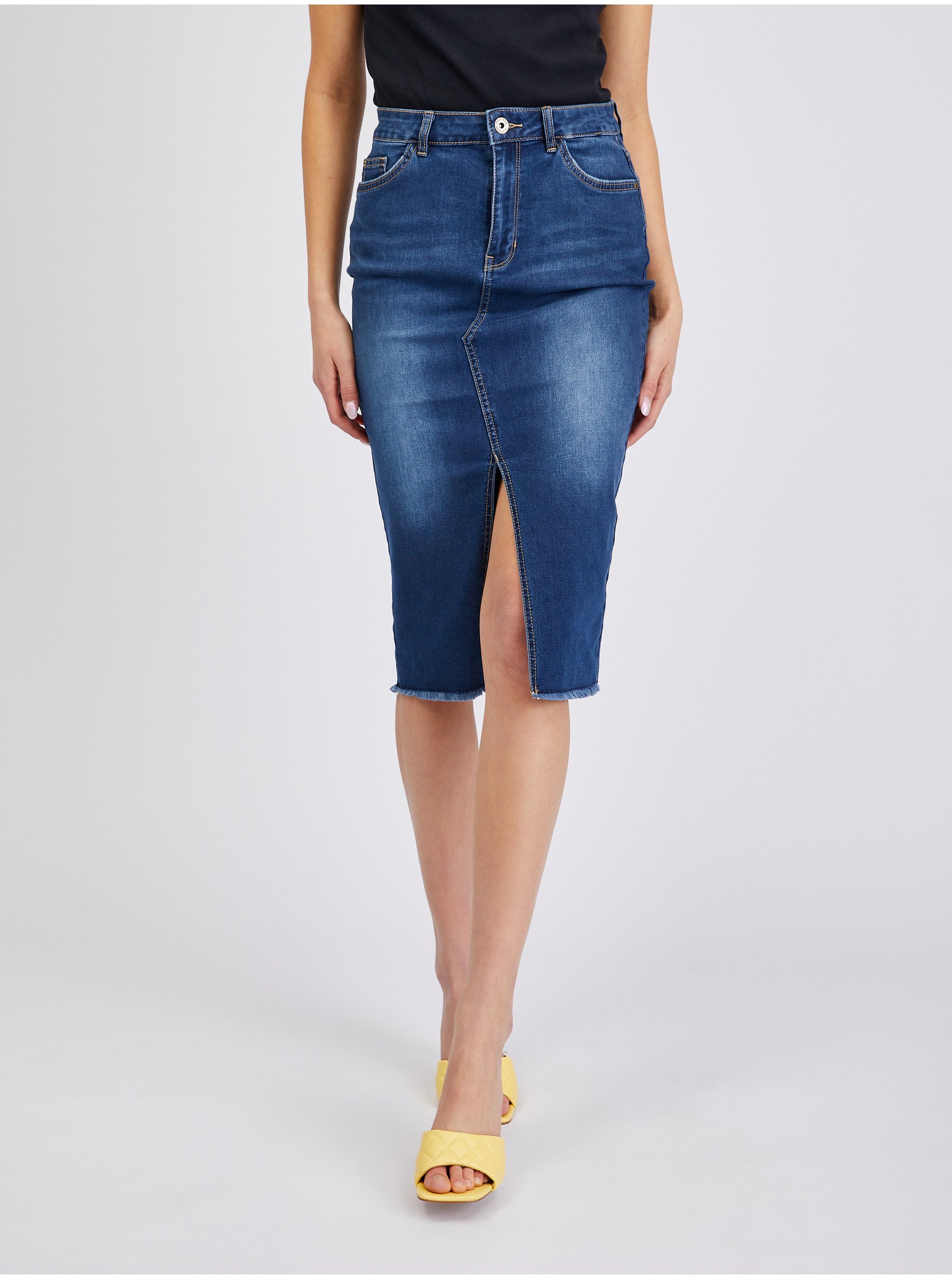 E-shop Modrá dámská džínová pouzdrová sukně ORSAY