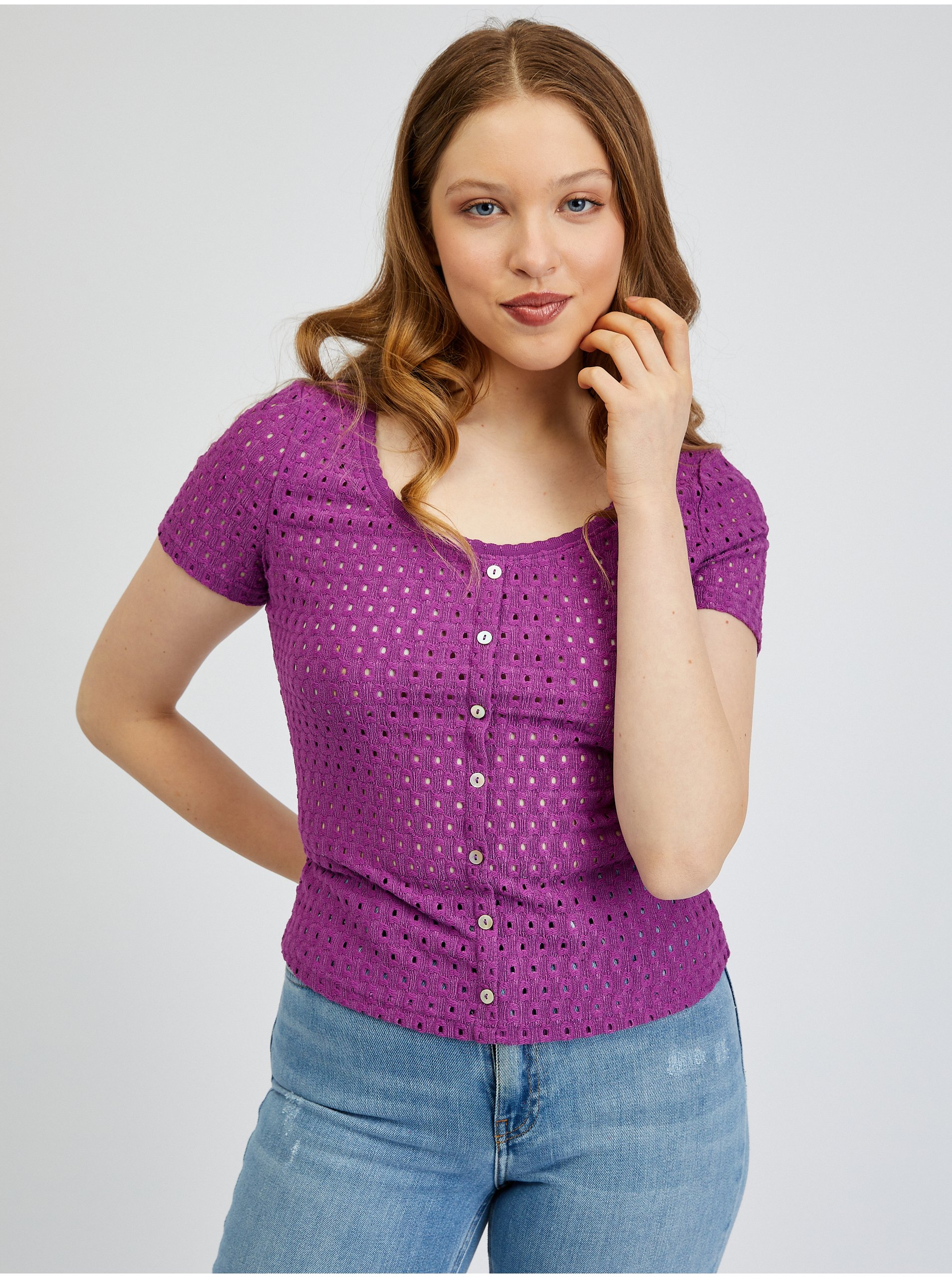 E-shop Fialové dámské tričko ORSAY