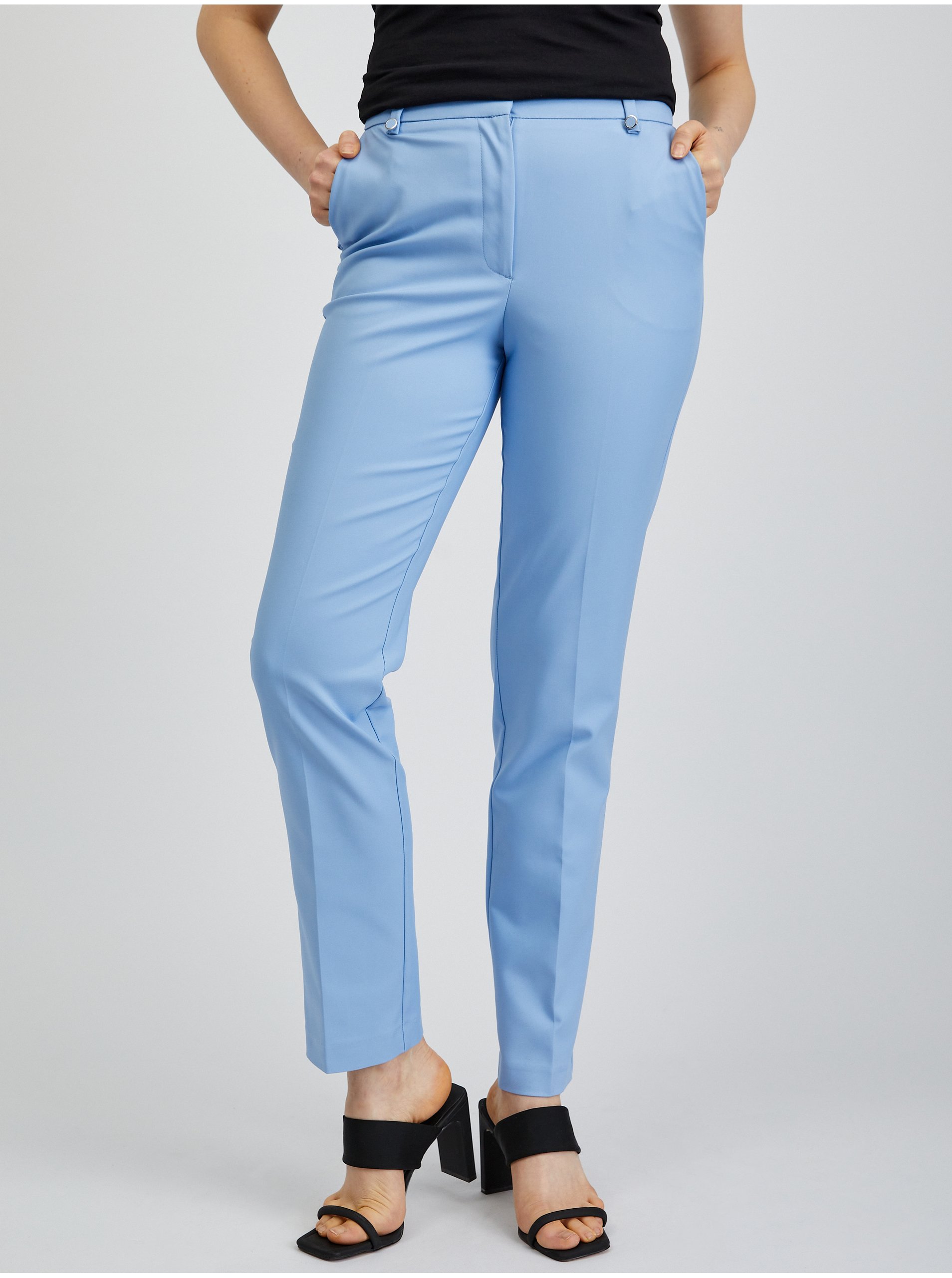 Levně Světle modré dámské kalhoty ORSAY