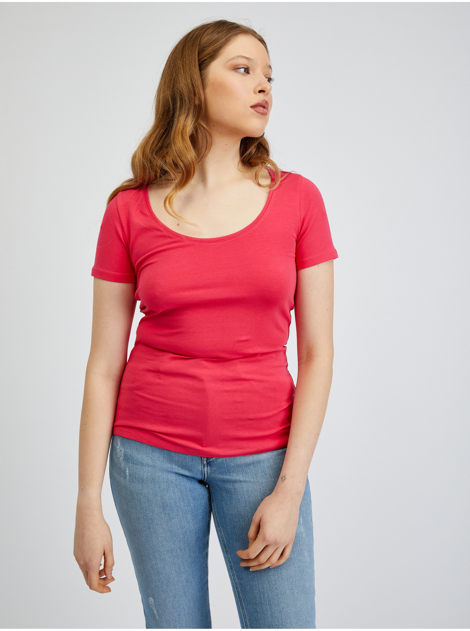Lacno Basic tričká pre ženy ORSAY - tmavoružová