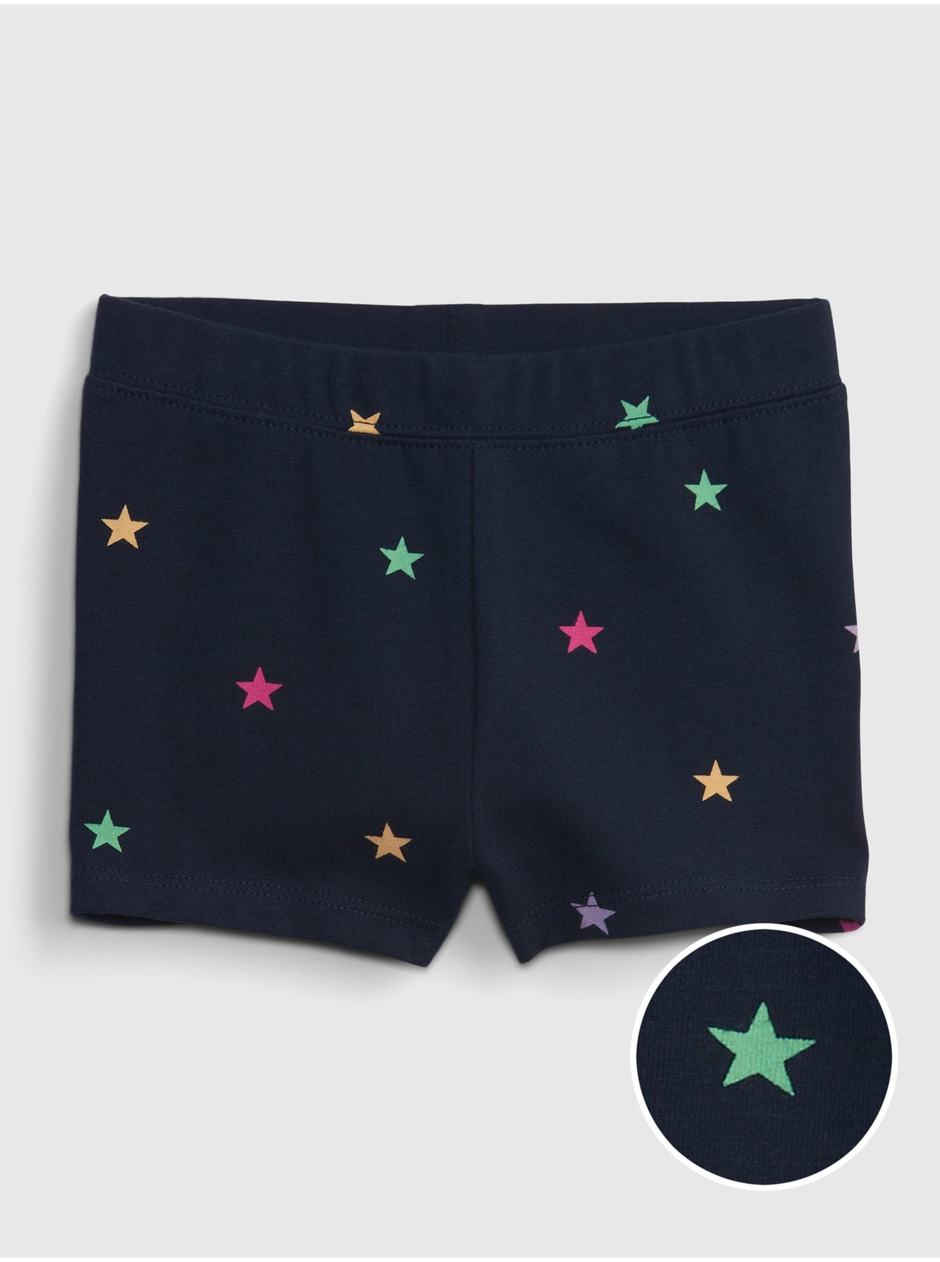 E-shop Tmavomodré dievčenské vzorované šortky GAP