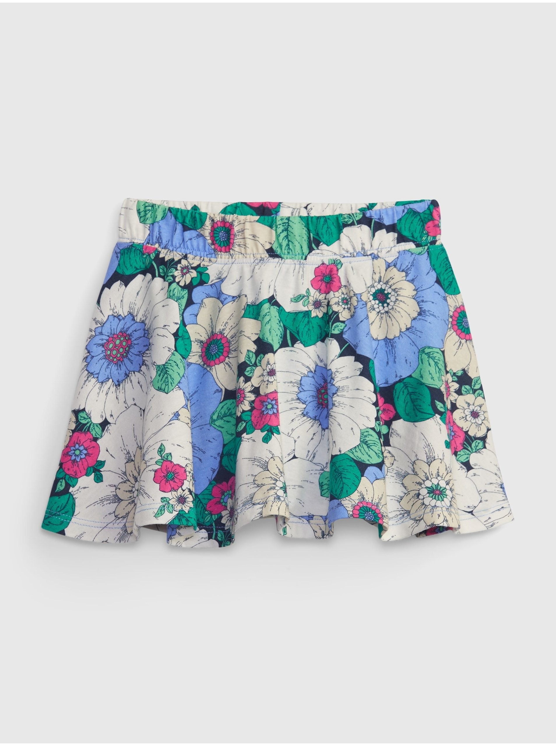 E-shop Bielo-modrá dievčenská kvetovaná kraťasová sukňa GAP