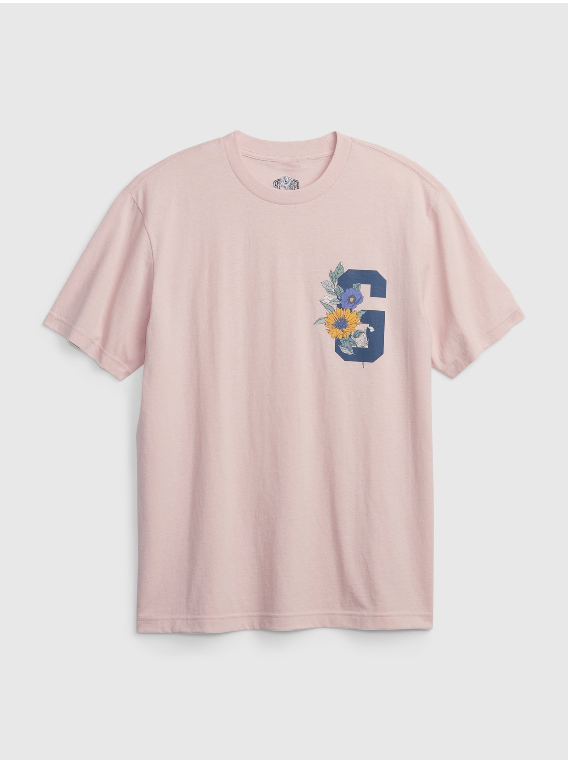 Levně Světle růžové bavlněné pánské tričko GAP