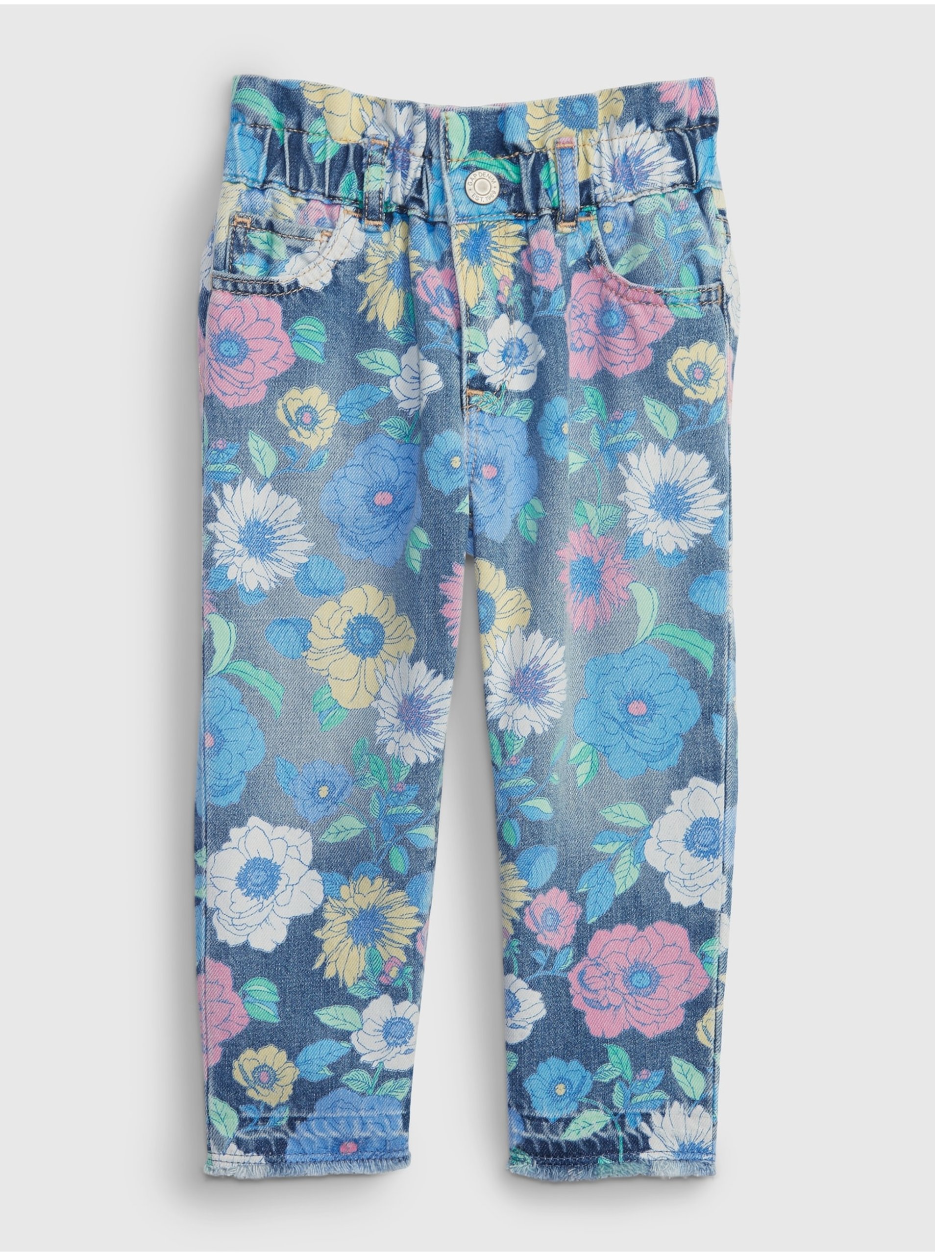 E-shop Modré holčičí květované mom džíny floral GAP floral