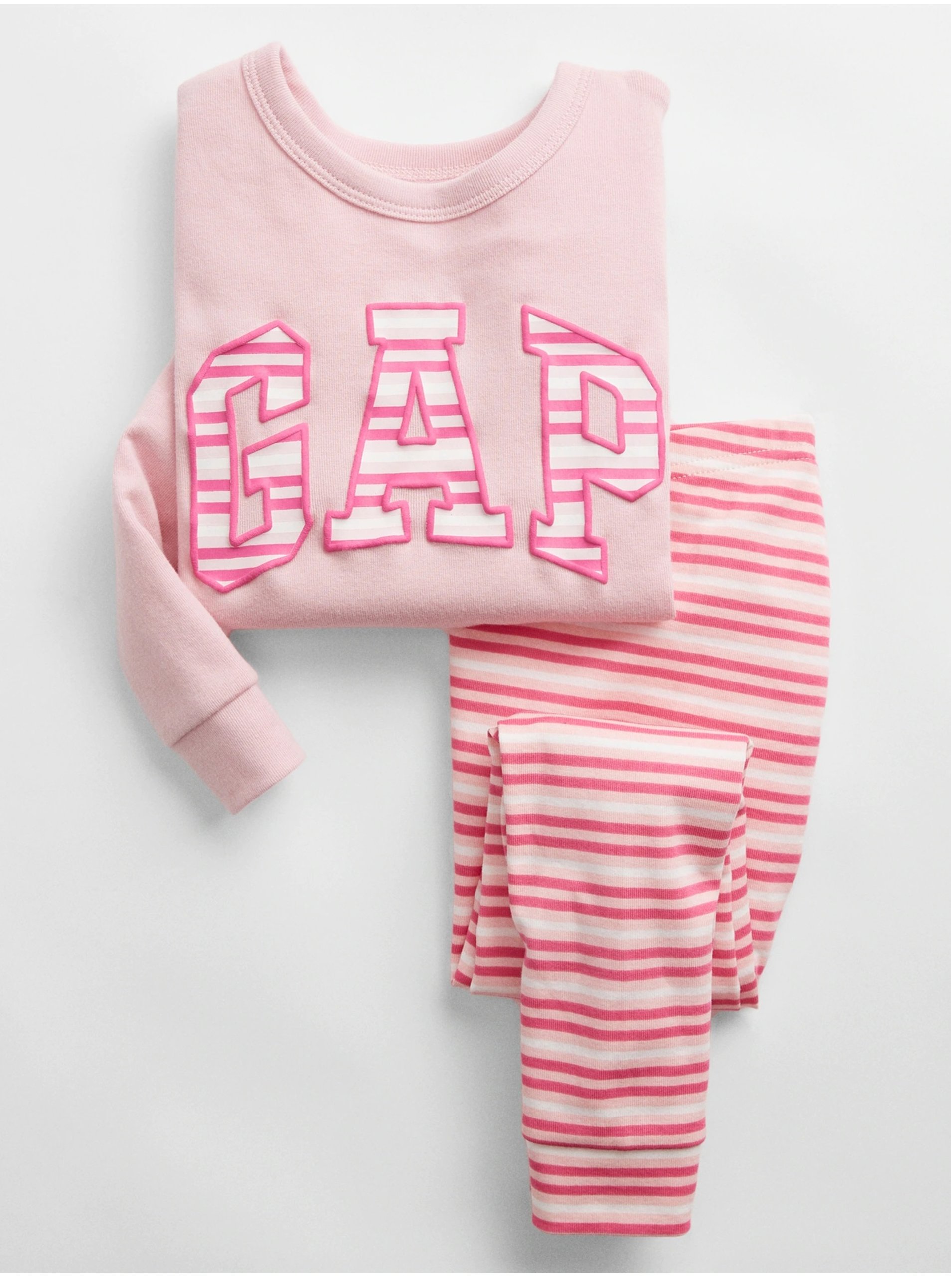 Levně Růžové holčičí pruhované pyžamo GAP