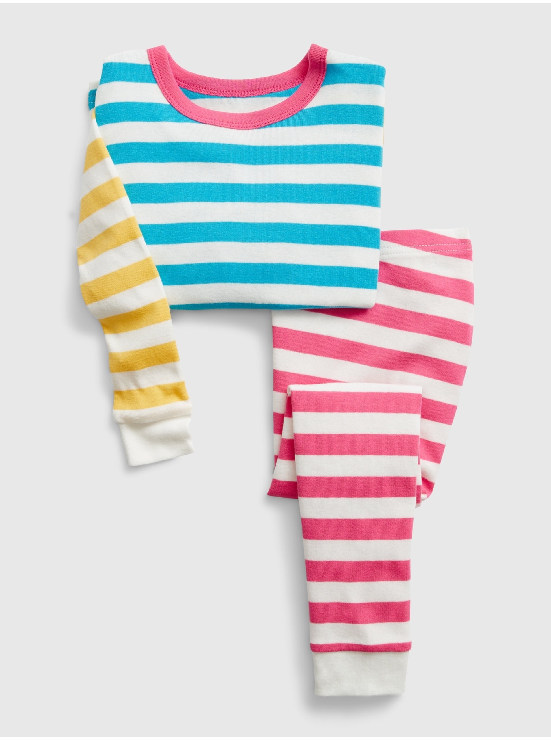 Lacno Ružovo-modré detské pruhované pyžamo GAP
