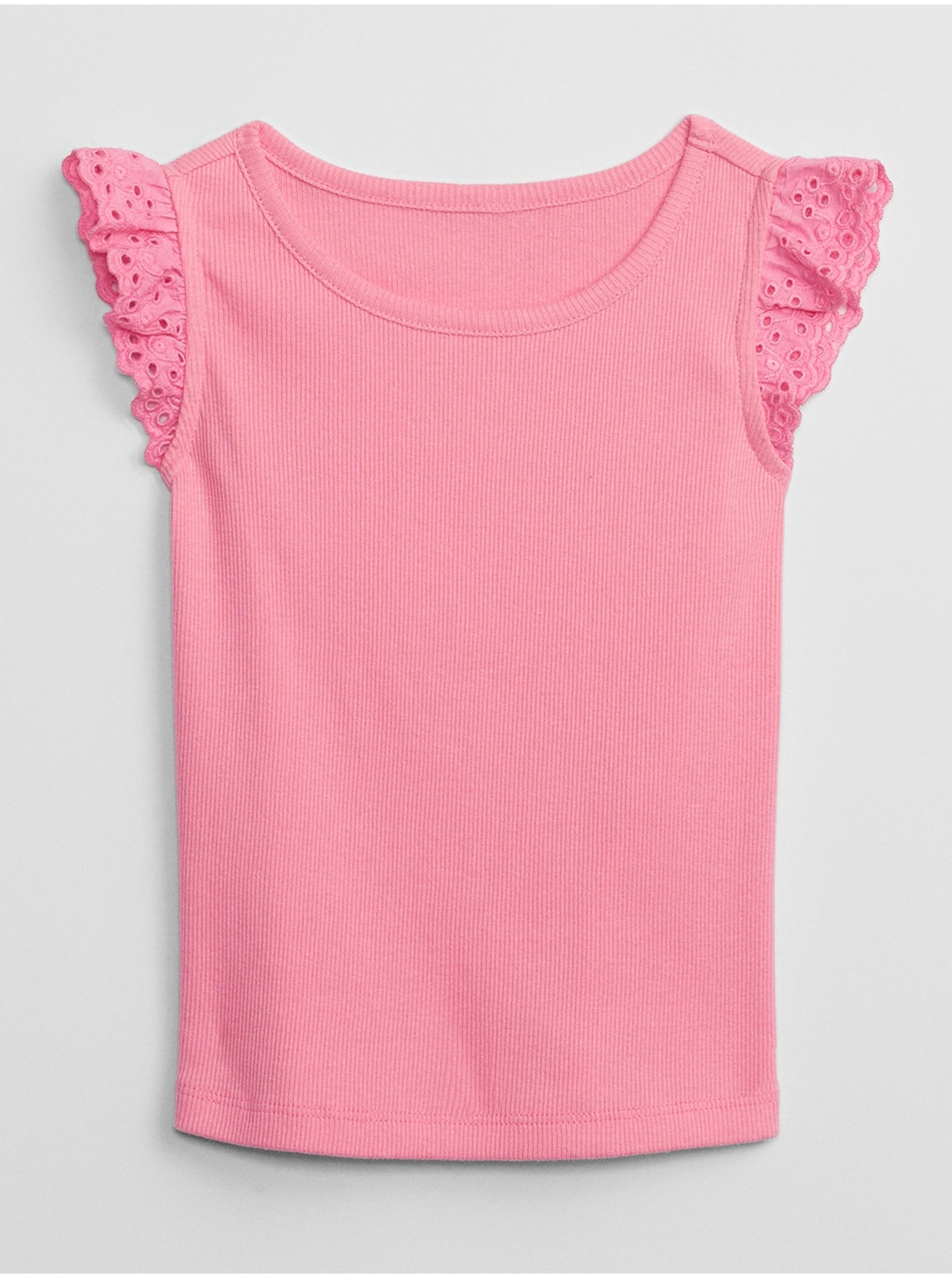 Levně Růžové holčičí tričko s madeirou GAP