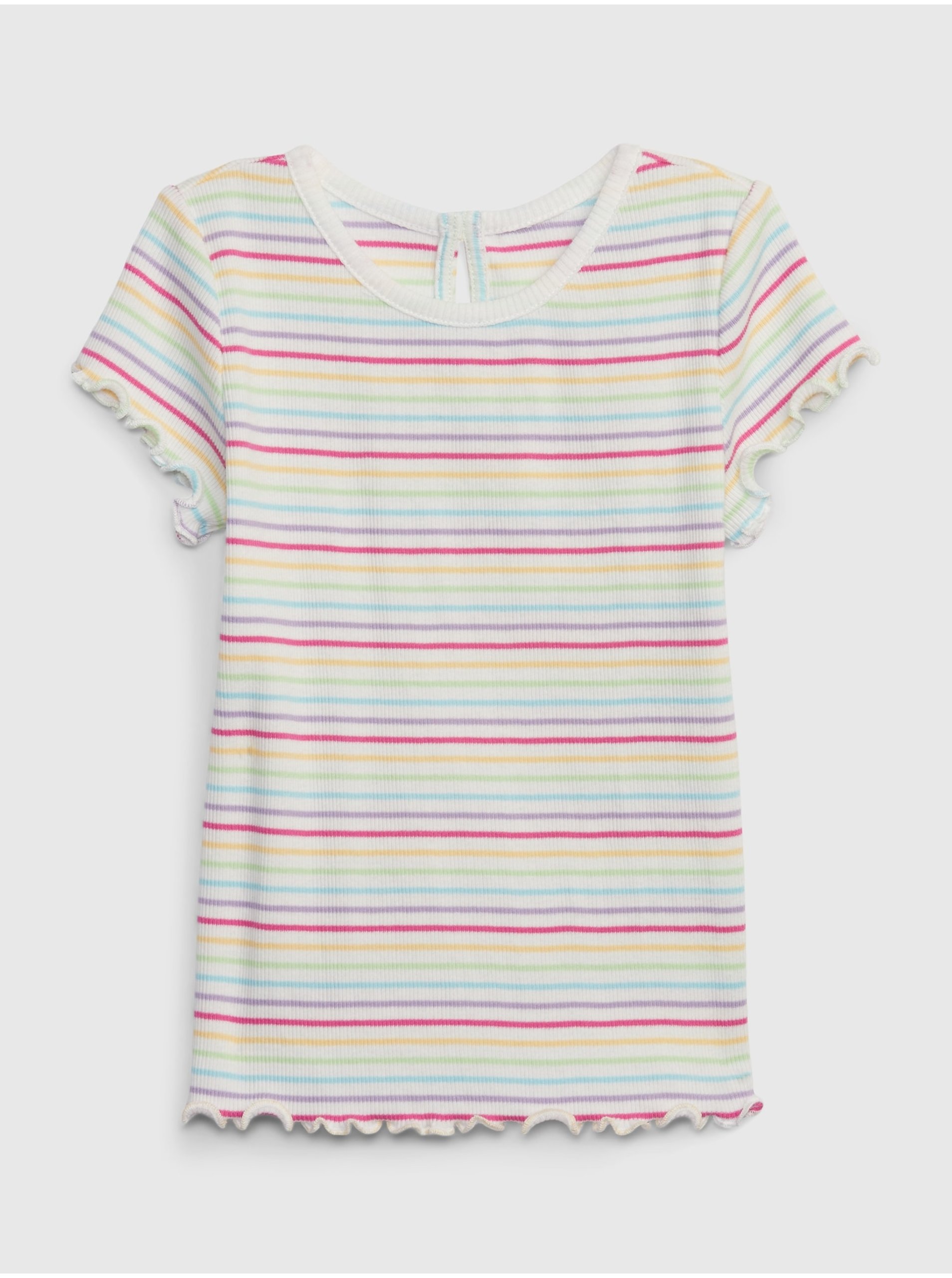 Levně Růžovo-bílé holčičí pruhované tričko GAP
