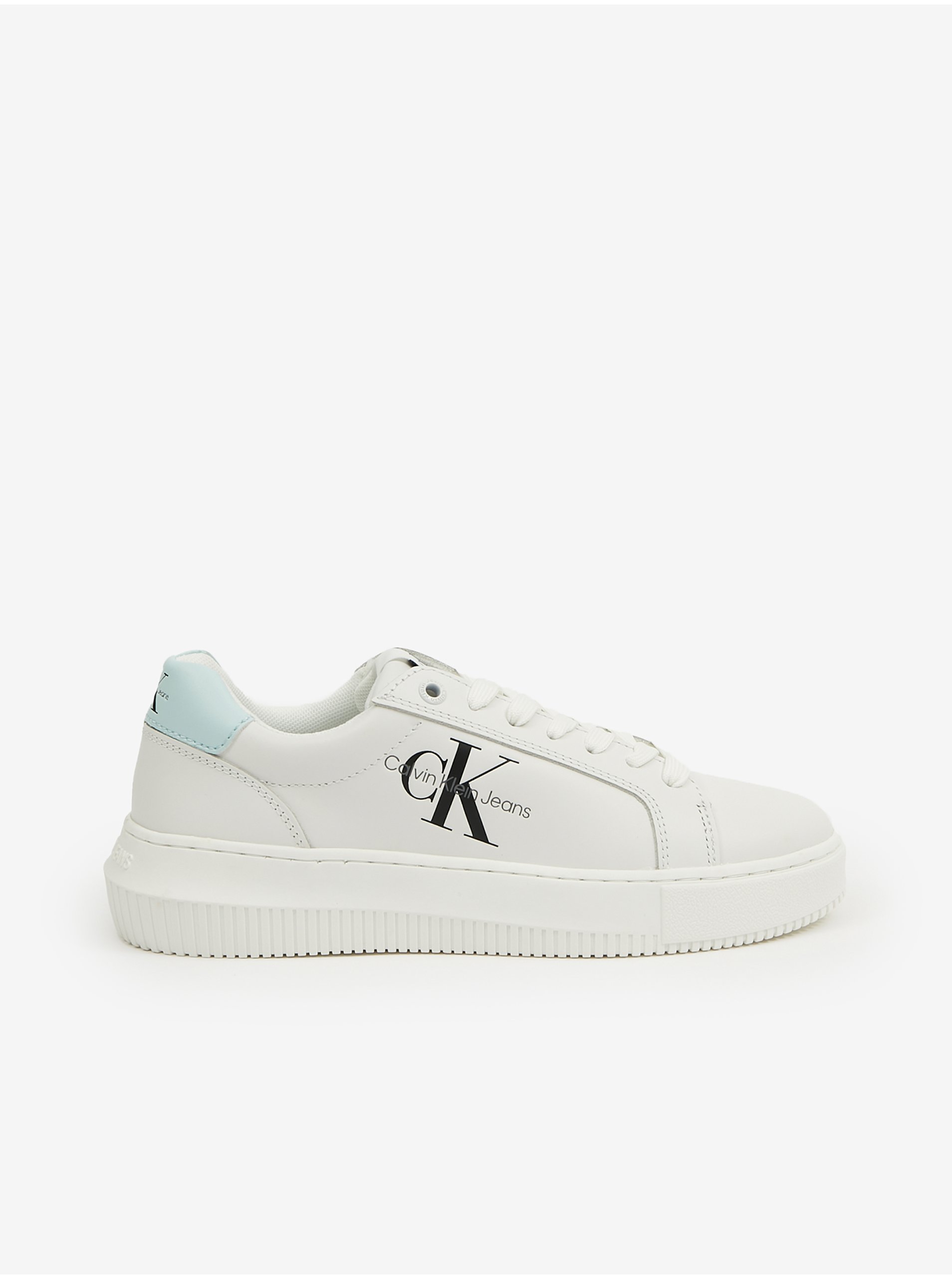 E-shop Biele dámske kožené tenisky Calvin Klein Jeans