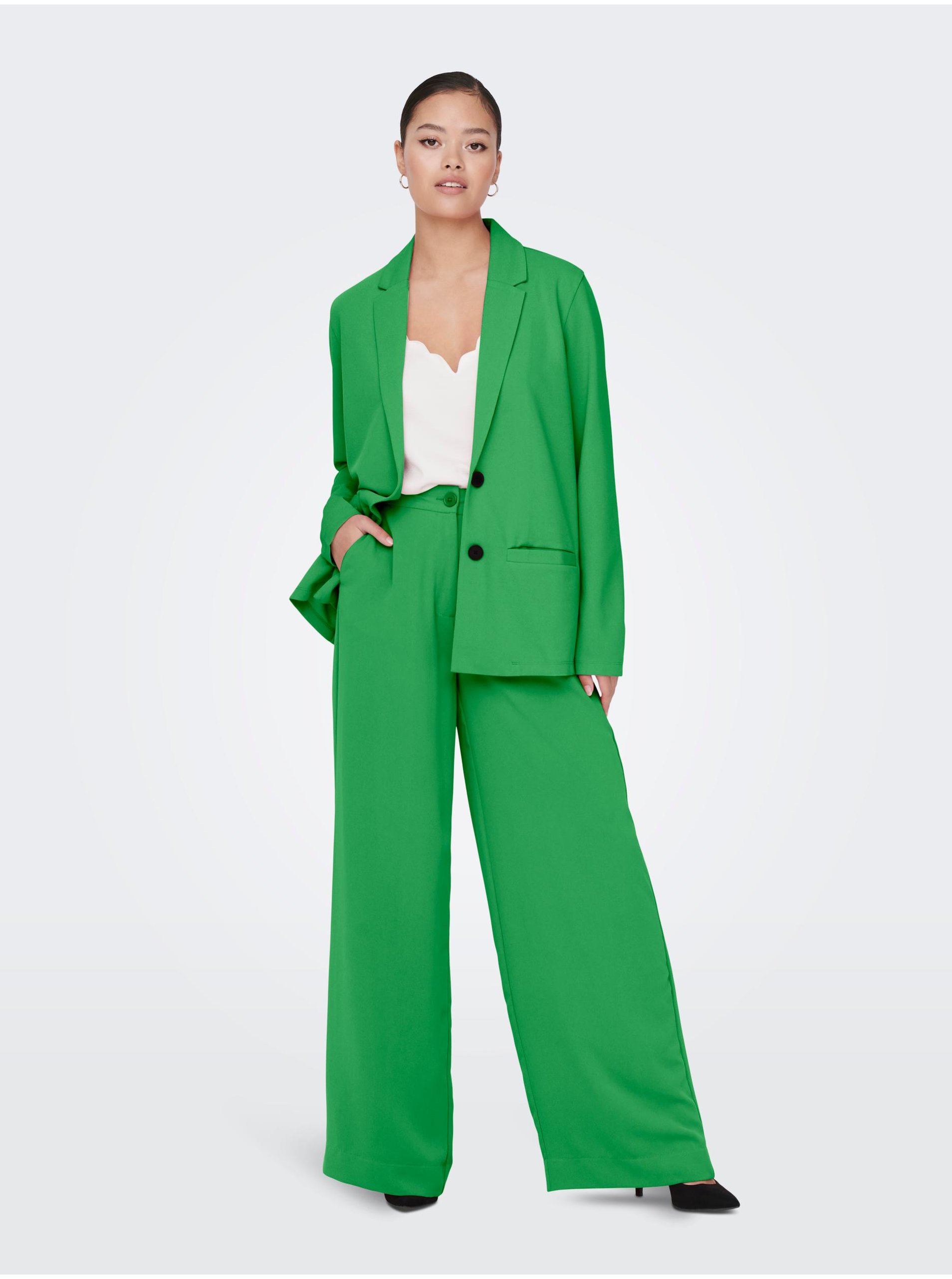 Levně Zelené dámské široké kalhoty JDY Vincent