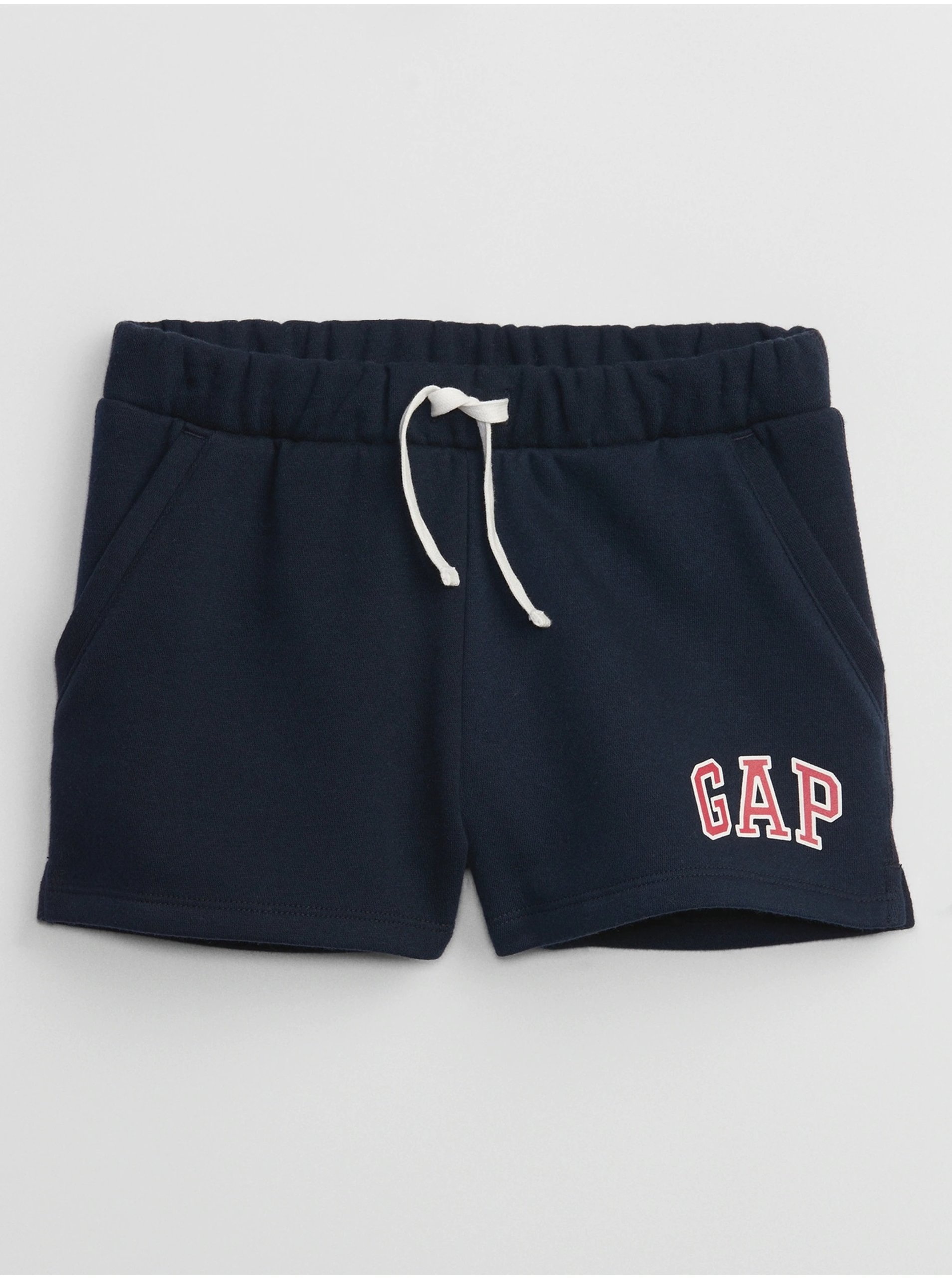 Lacno Tmavomodré dievčenské šortky s logom GAP