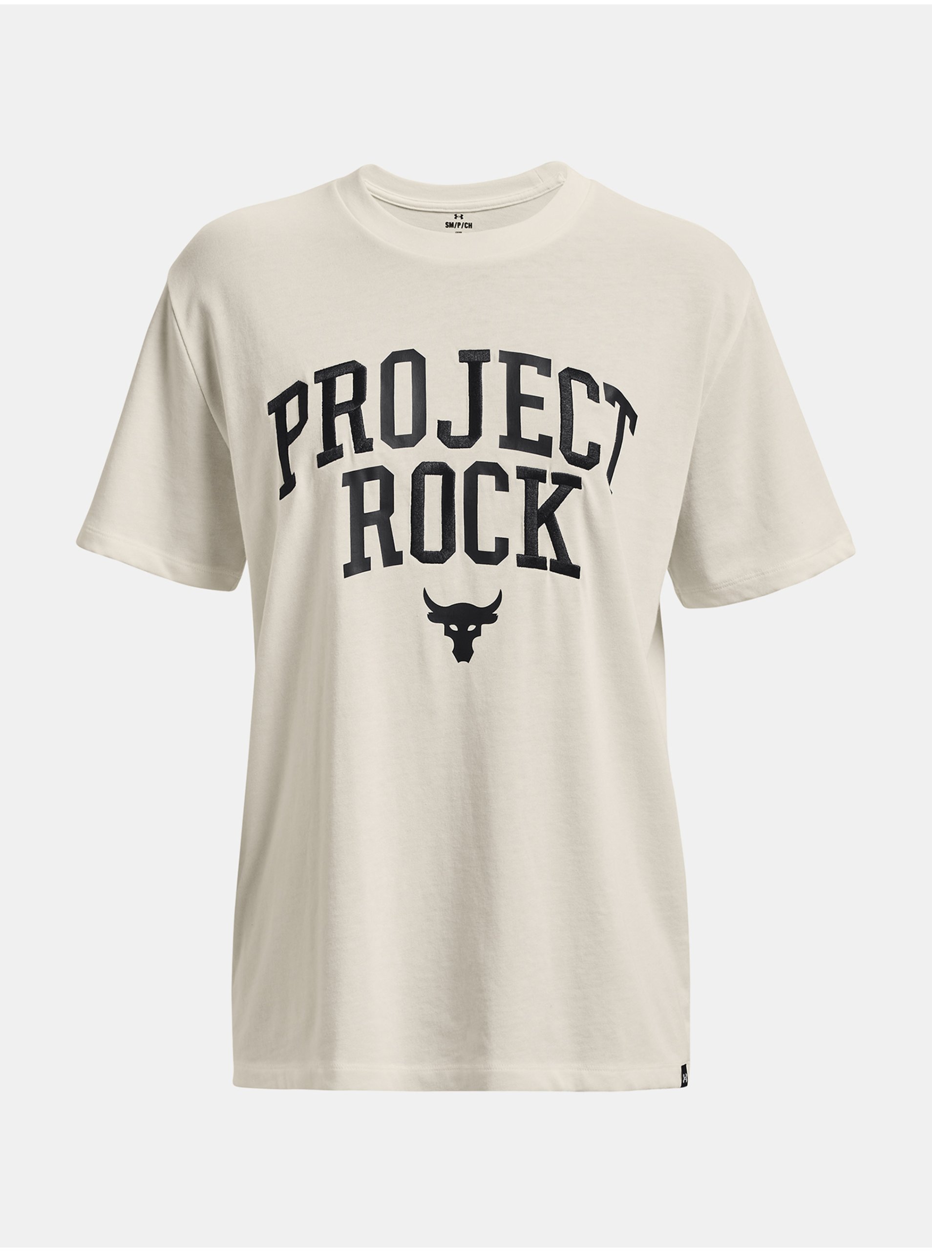 Levně Smetanové dámské oversize tričko Under Armour Project Rock Hwt Campus T